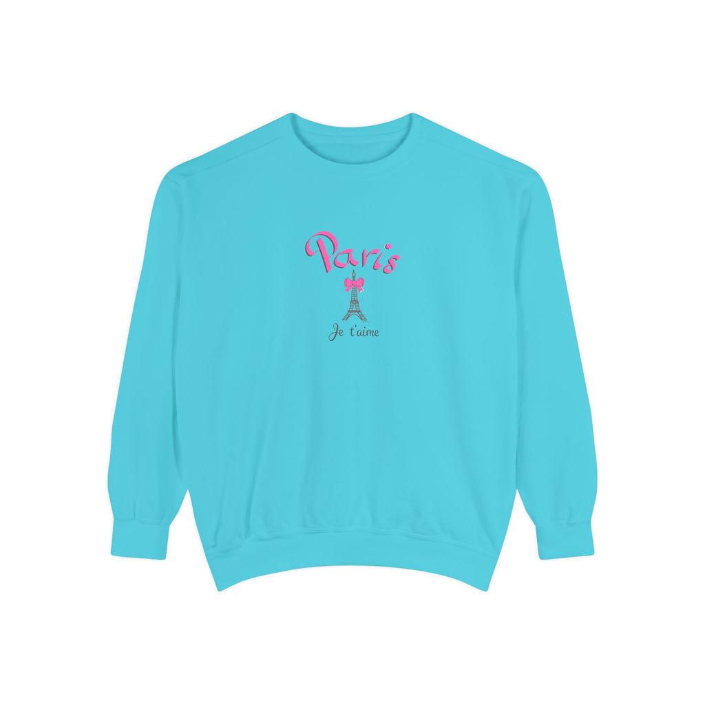 Paris Je T’aime Eiffel Tower Graphic Sweatshirt - Unisex Garment-Dyed Sweatshirt