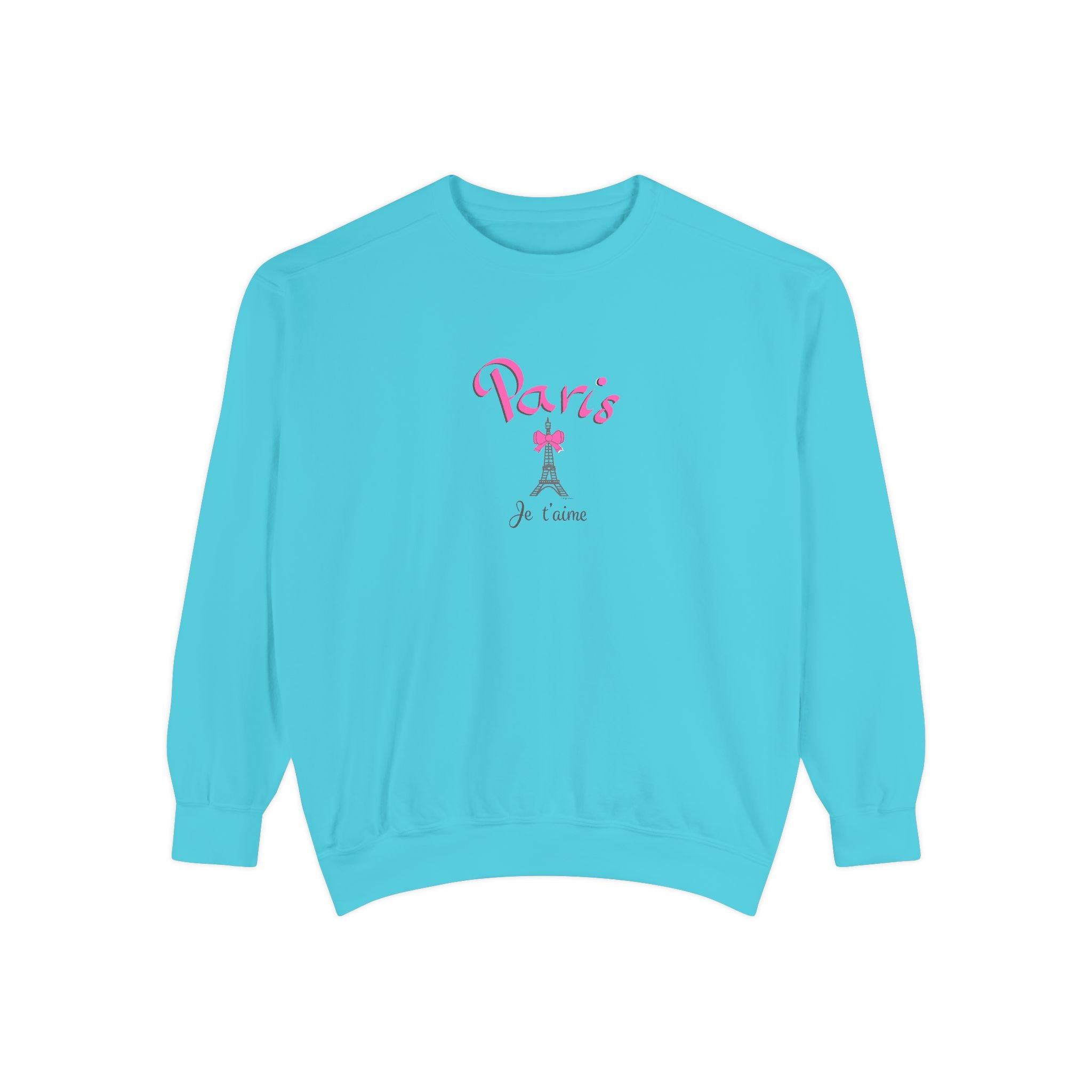 Paris Je T’aime Eiffel Tower Graphic Sweatshirt - Unisex Garment-Dyed Sweatshirt