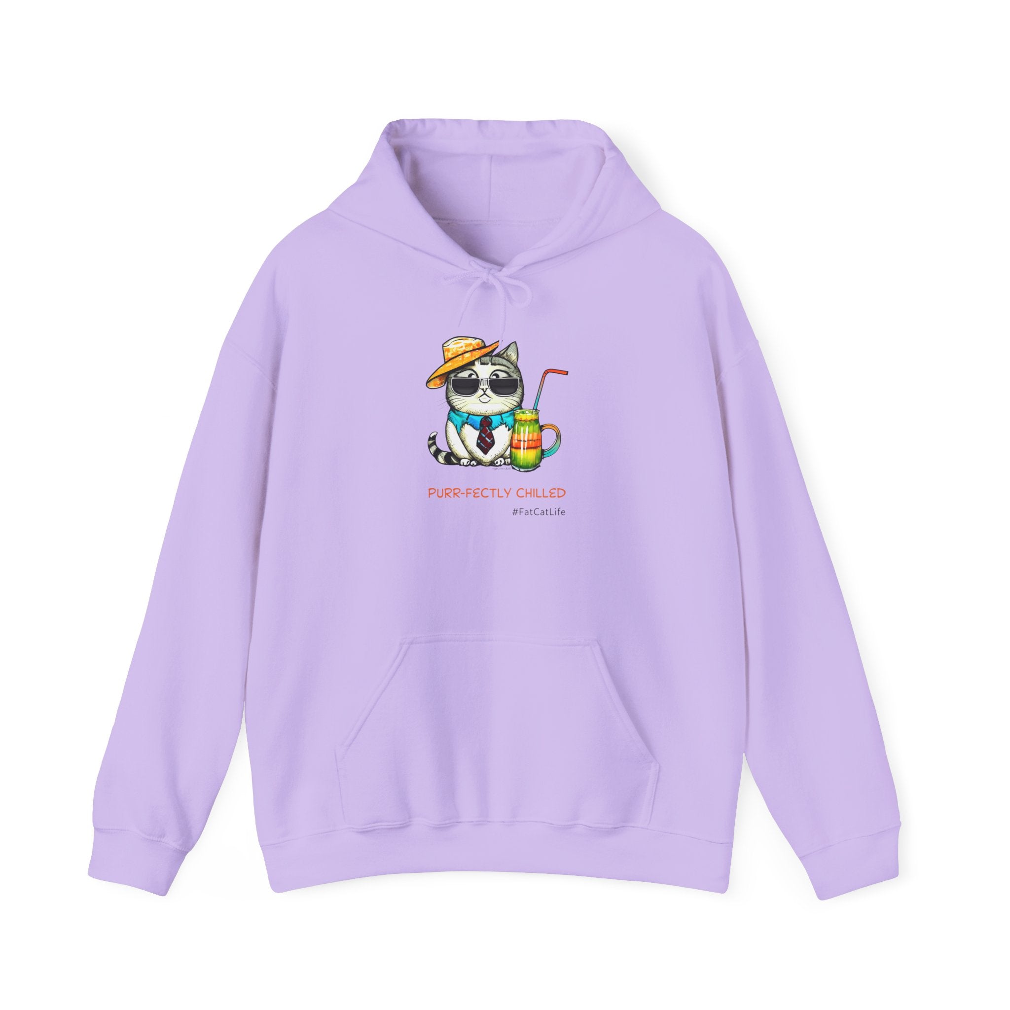 Purr-fectly Chilled Cat Graphic Hoodie Unisex Heavy Blend™ Hooded Sweatshirt
