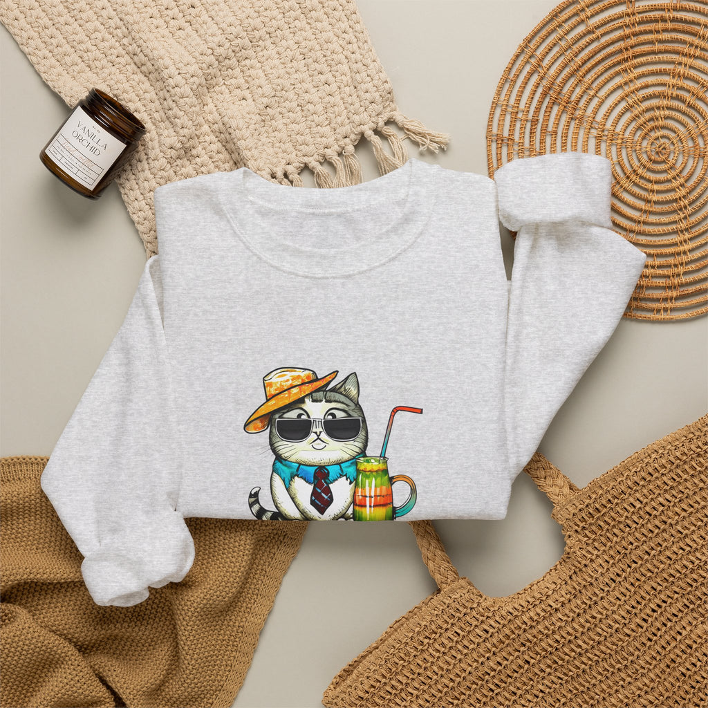 Fun Purr-fectly Chilled Cat Graphic Unisex Heavy Blend™ Crewneck Sweatshirt