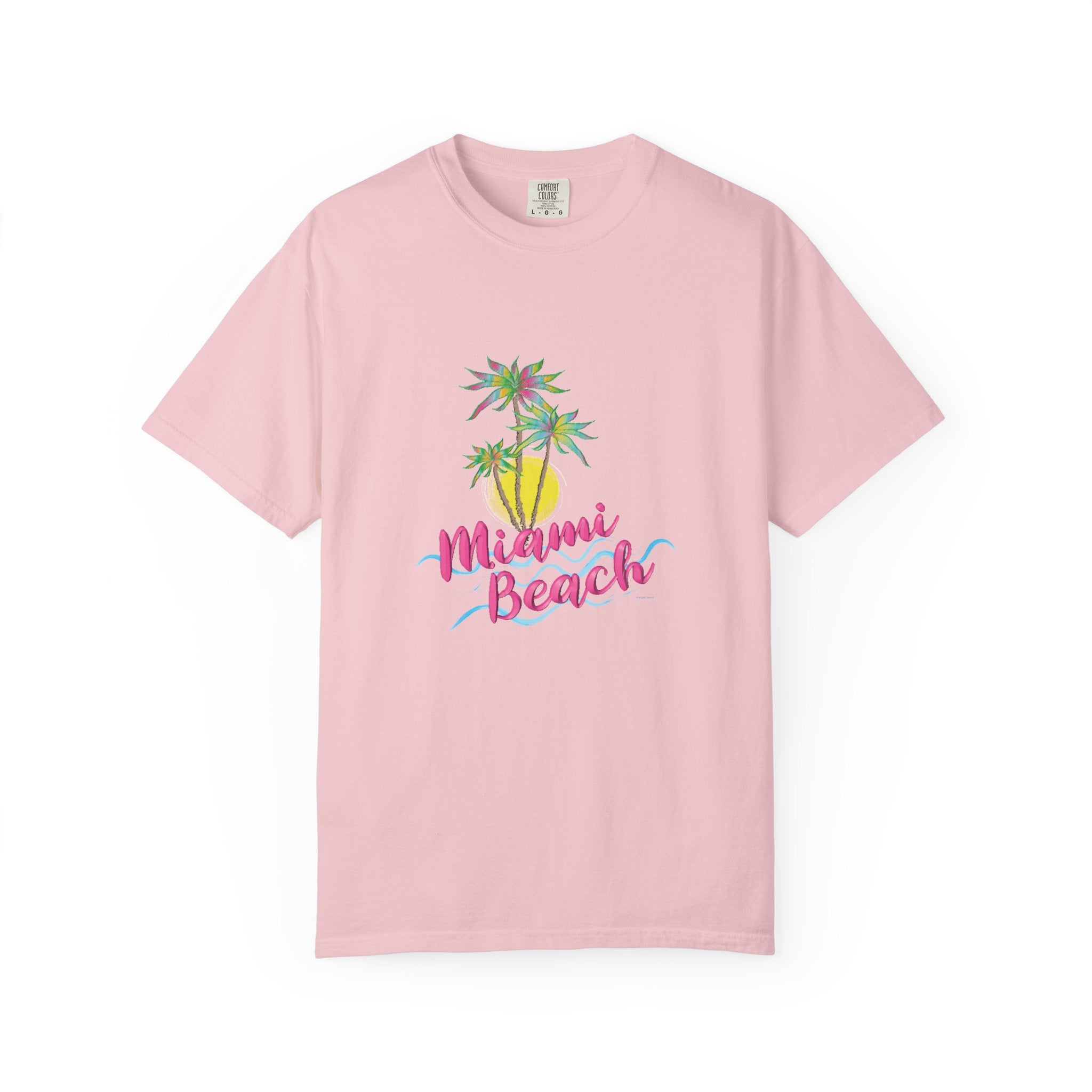 MIAMI BEACH Palm Sunset Graphic Unisex Garment-Dyed T-shirt
