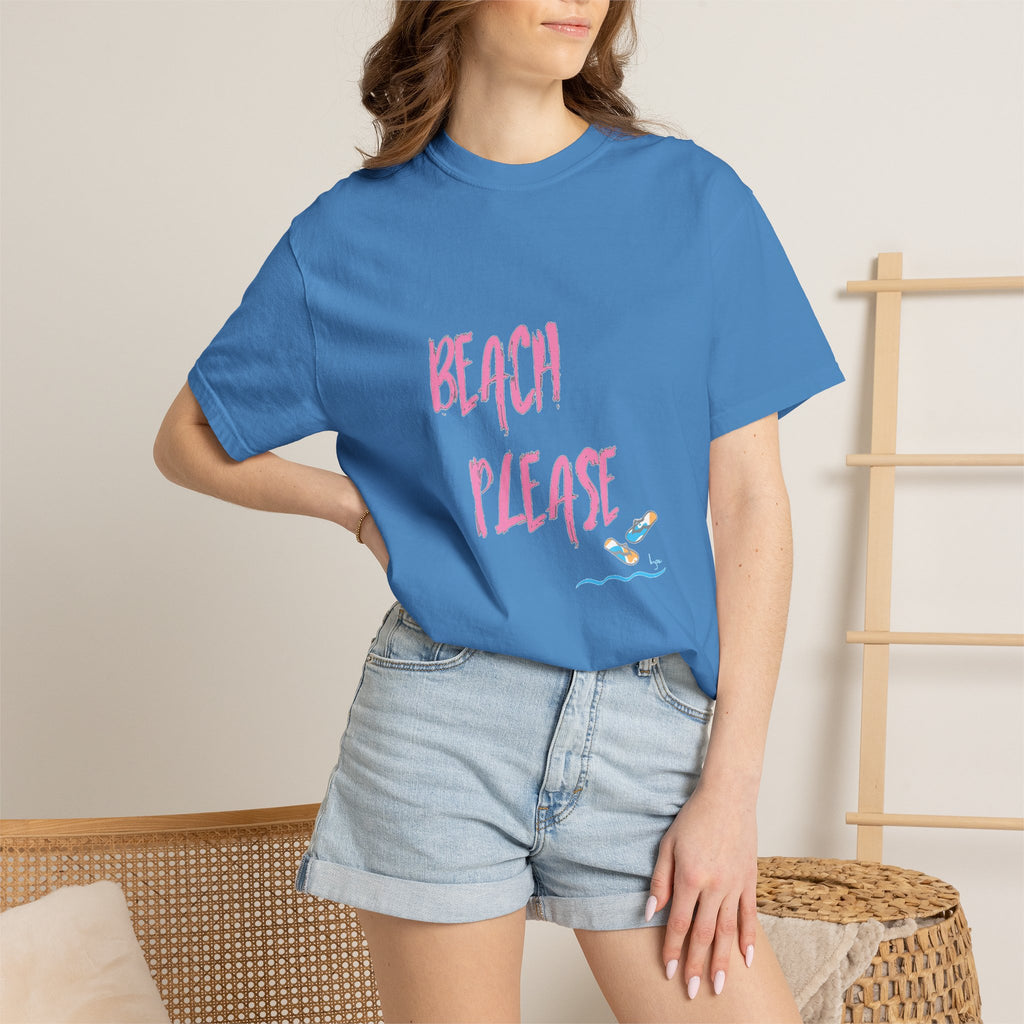 BEACH PLEASE Graphic Unisex Garment-Dyed T-shirt