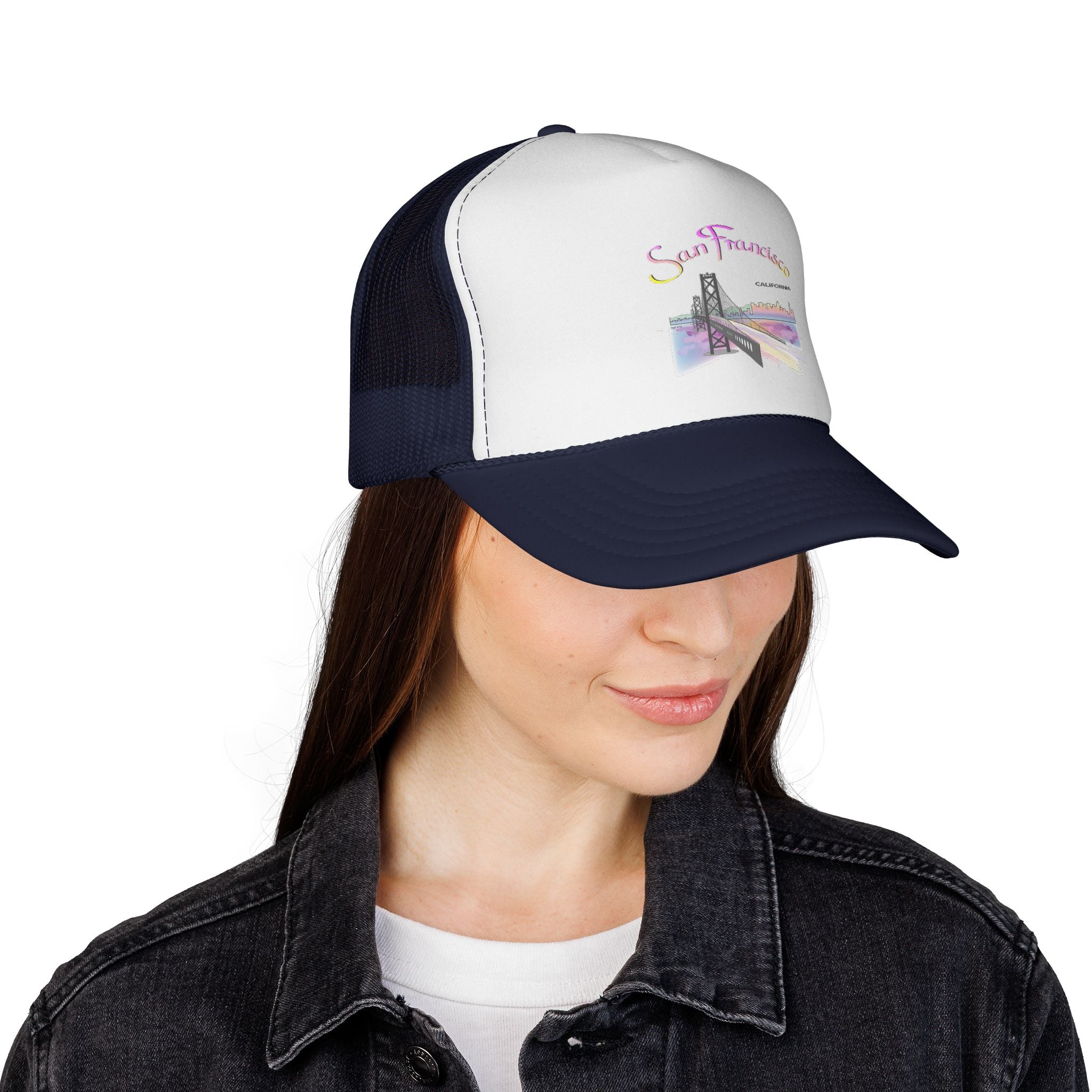 San Francisco Rainbow Bridge Graphic Trucker Caps