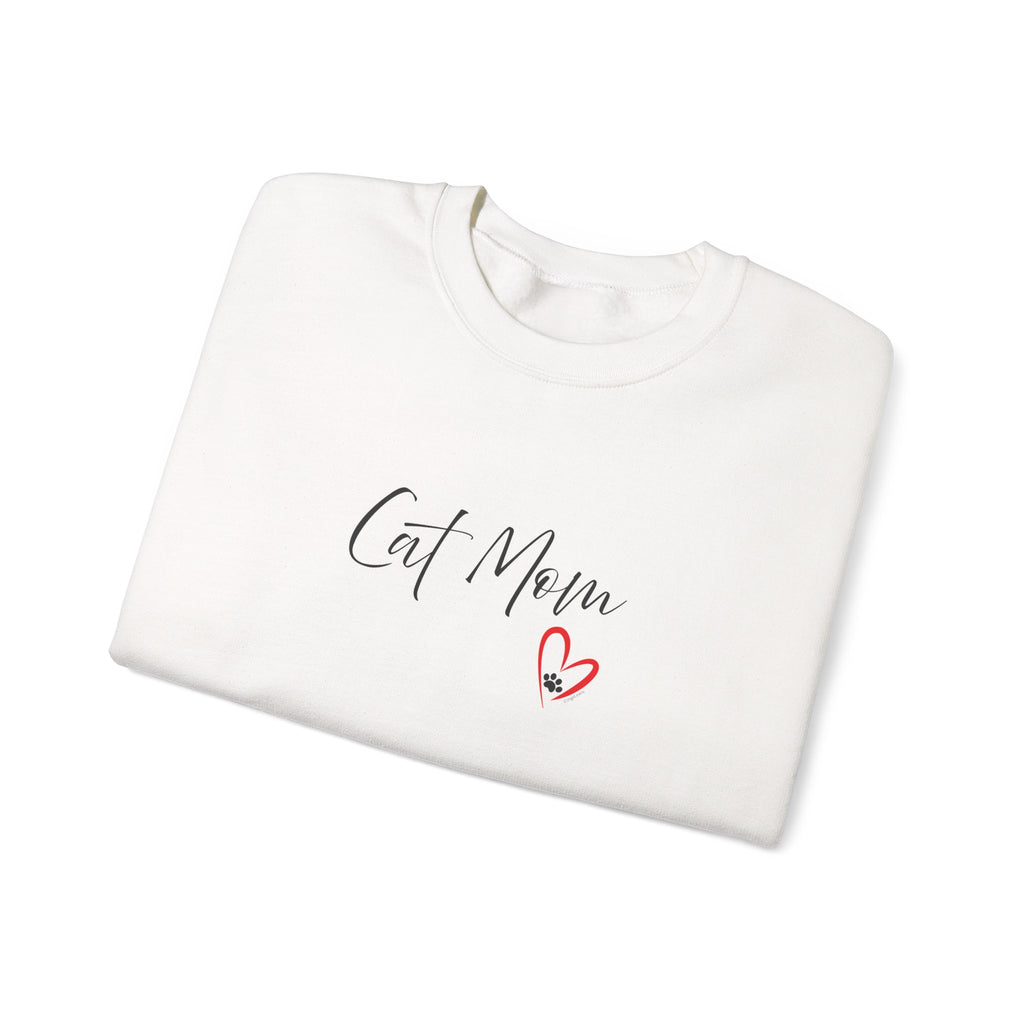 Cat Mom Heart Unisex Crewneck Sweatshirt