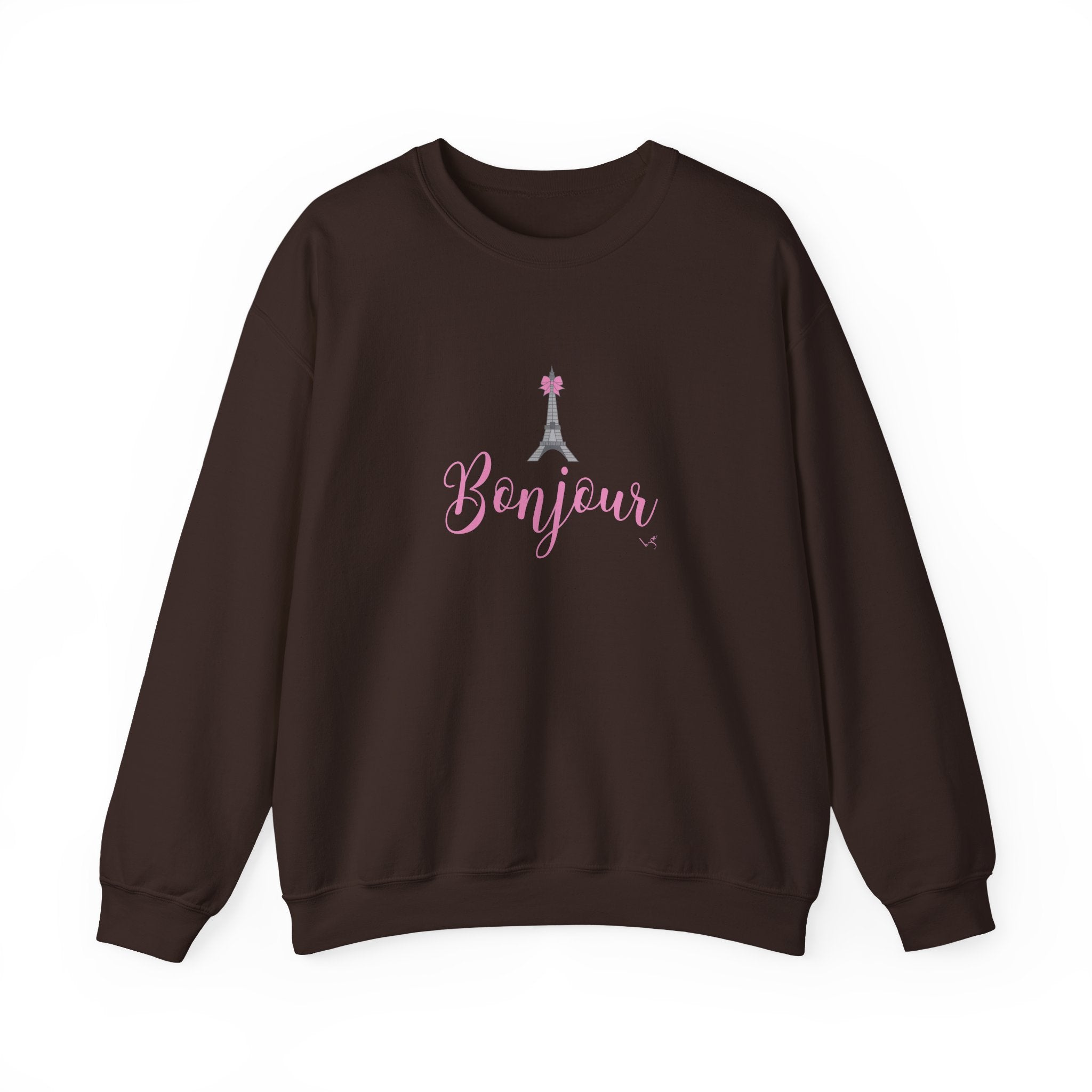 Bonjour Paris Eiffel Tower Graphic Sweatshirt - Unisex Heavy Blend™ Crewneck Sweatshirt