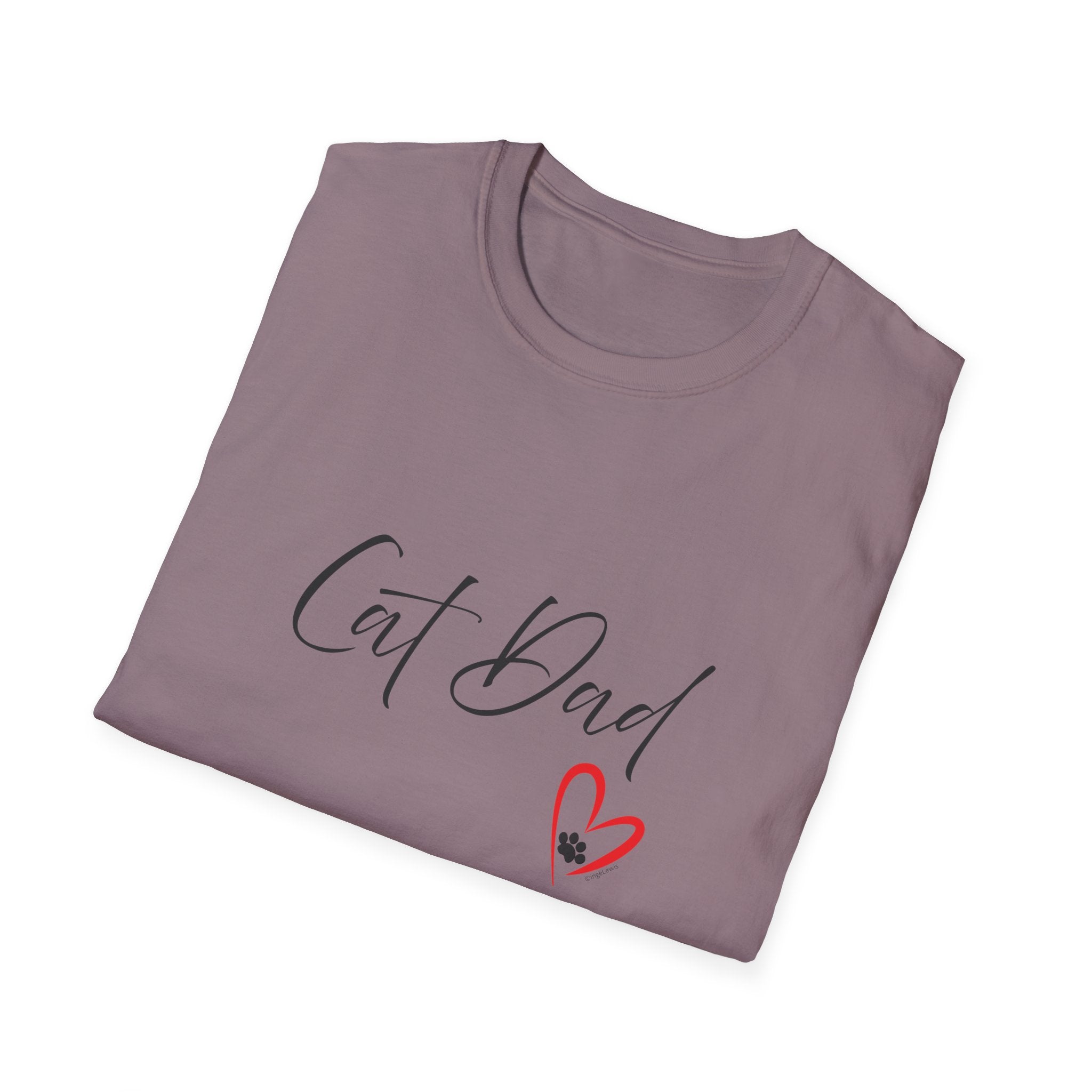 Cat Dad Heart Paw Graphic T-Shirt