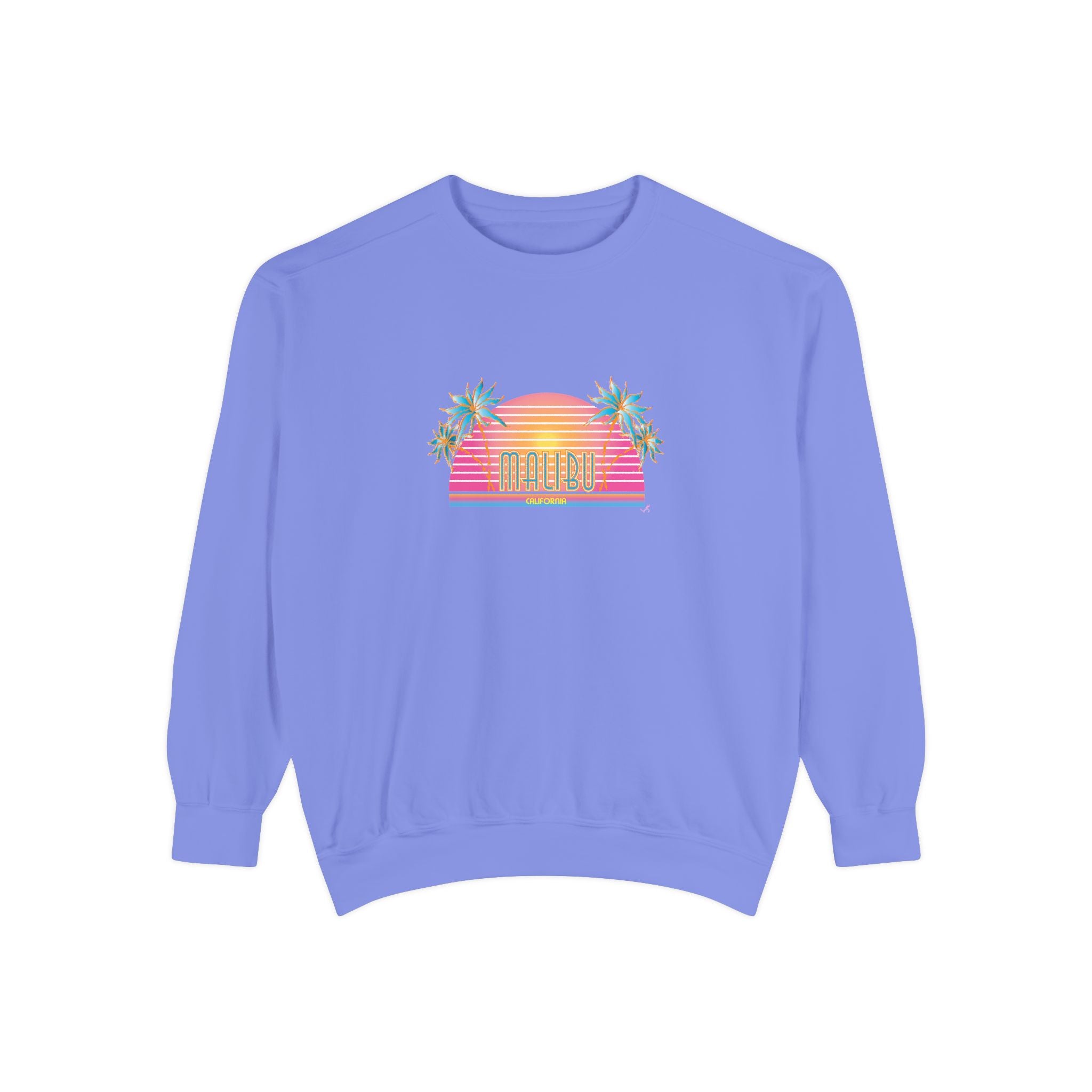 Malibu California Sunset Graphic Unisex Garment-Dyed Sweatshirt
