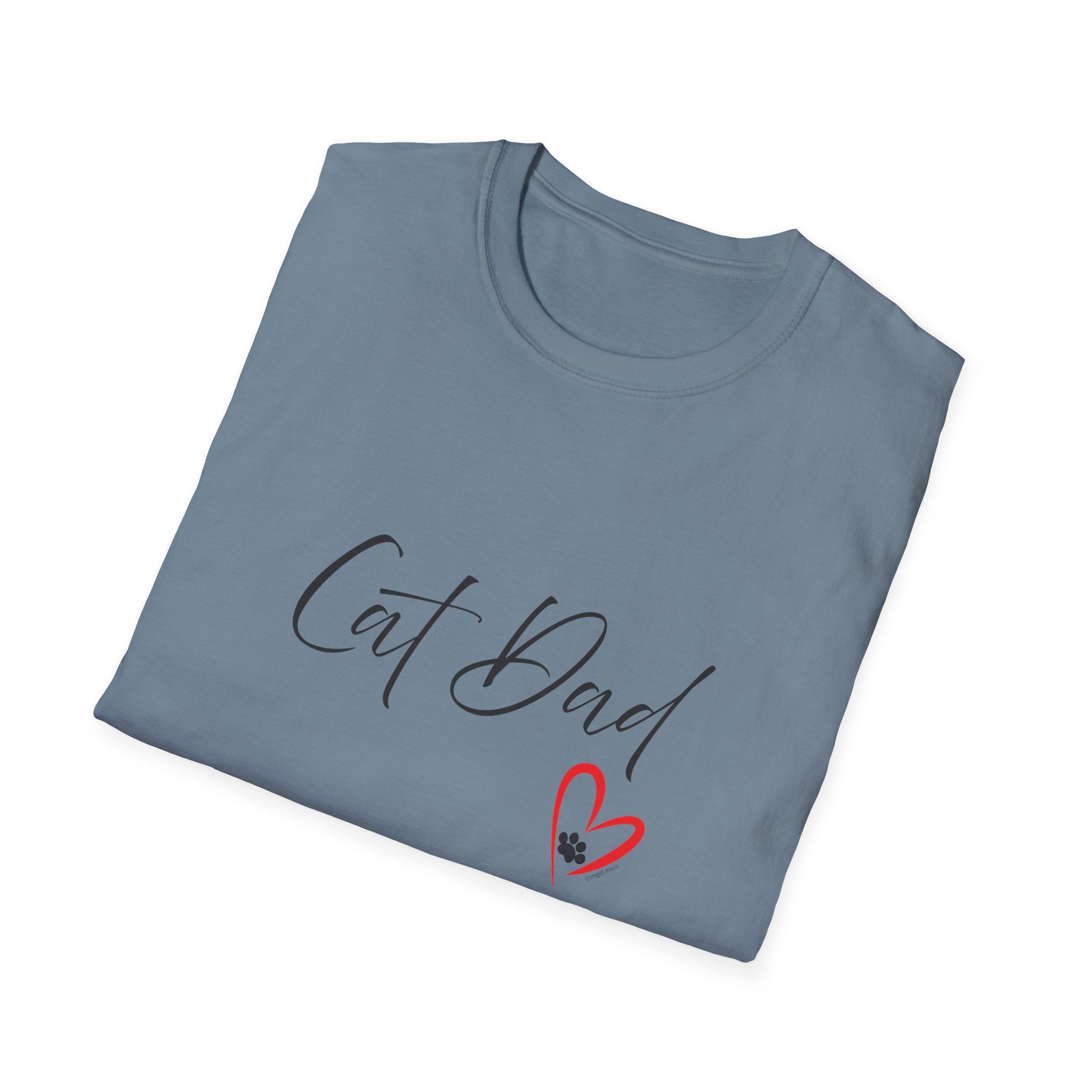 Cat Dad Heart Paw Graphic T-Shirt