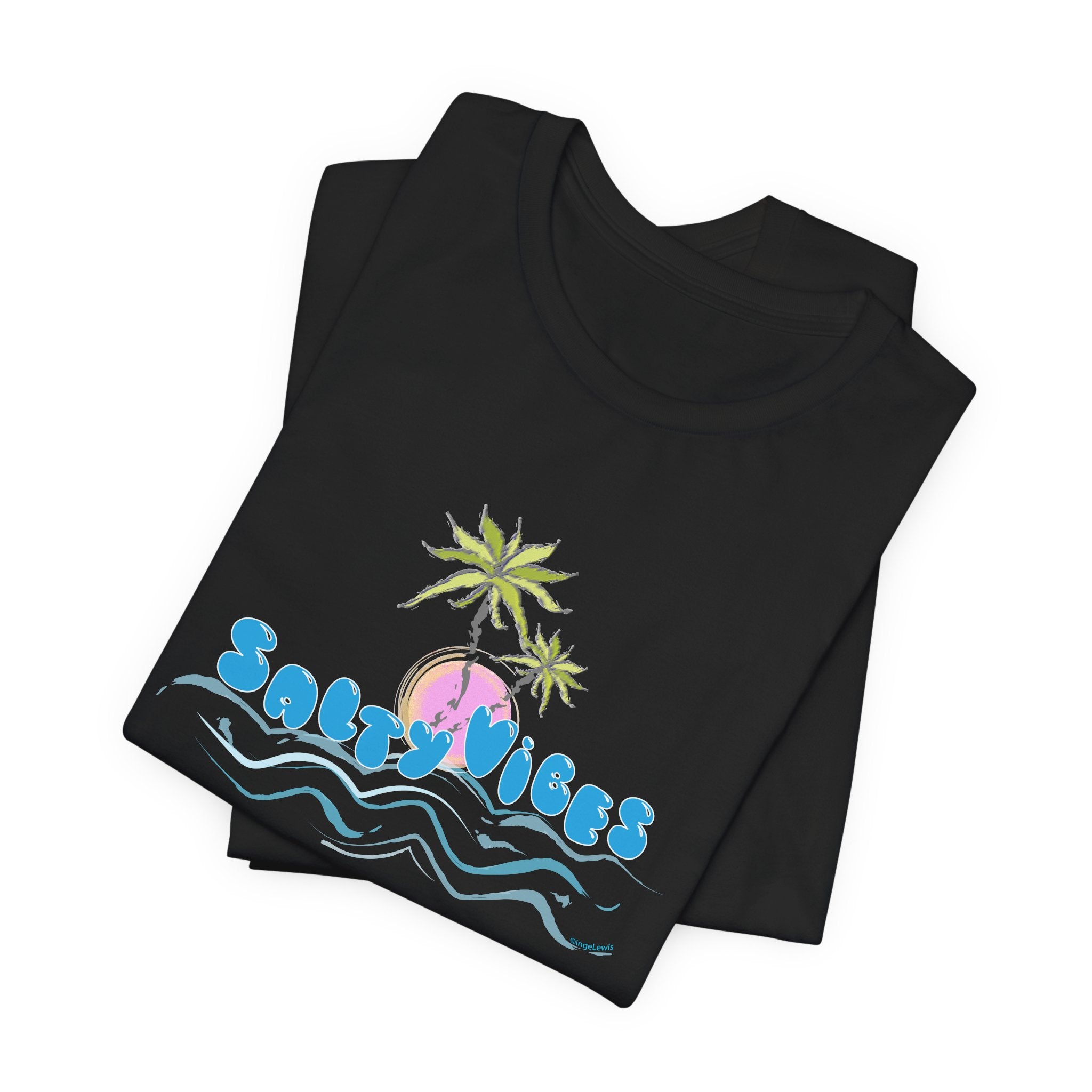 Salty Vibes Palm Trees Beach Graphic Unisex Short Sleeve Tee