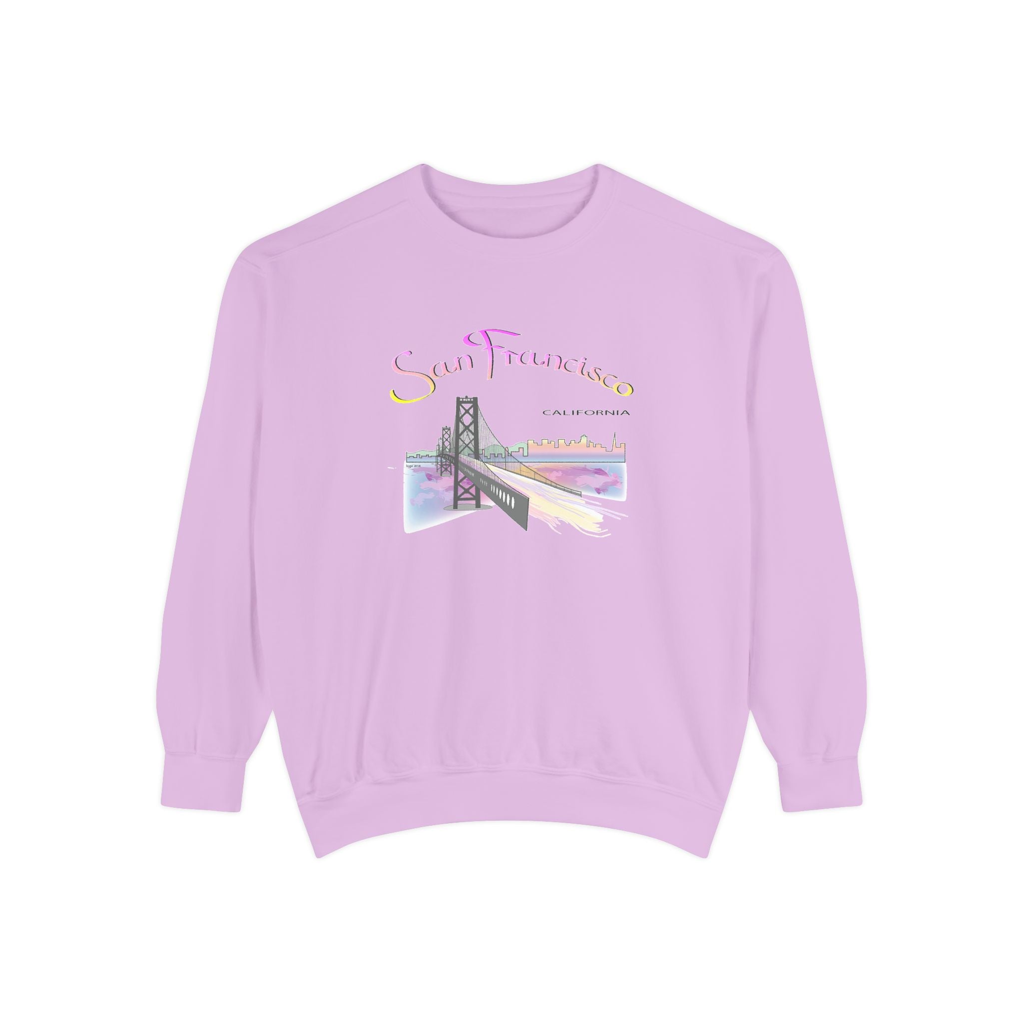 San Francisco Rainbow Bridge Graphic Sweatshirt - Unisex Garment-Dyed Sweatshirt