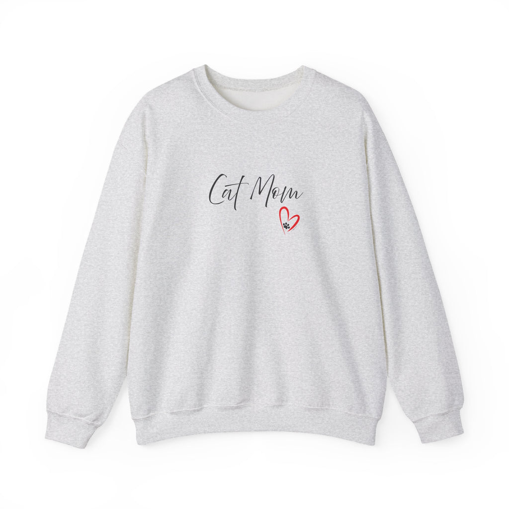 Cat Mom Heart Unisex Crewneck Sweatshirt