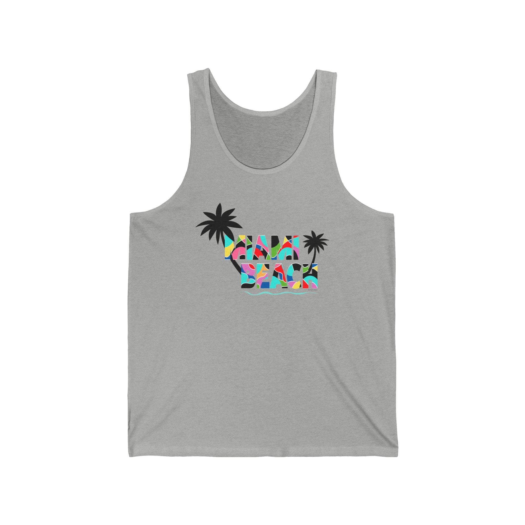 MIAMI BEACH Color Block Graphic Unisex Jersey Tank