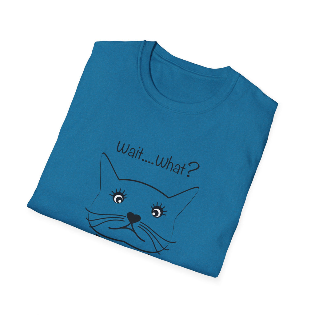 Wait, What? Funny Cat Graphic T-Shirt with Bow Tie