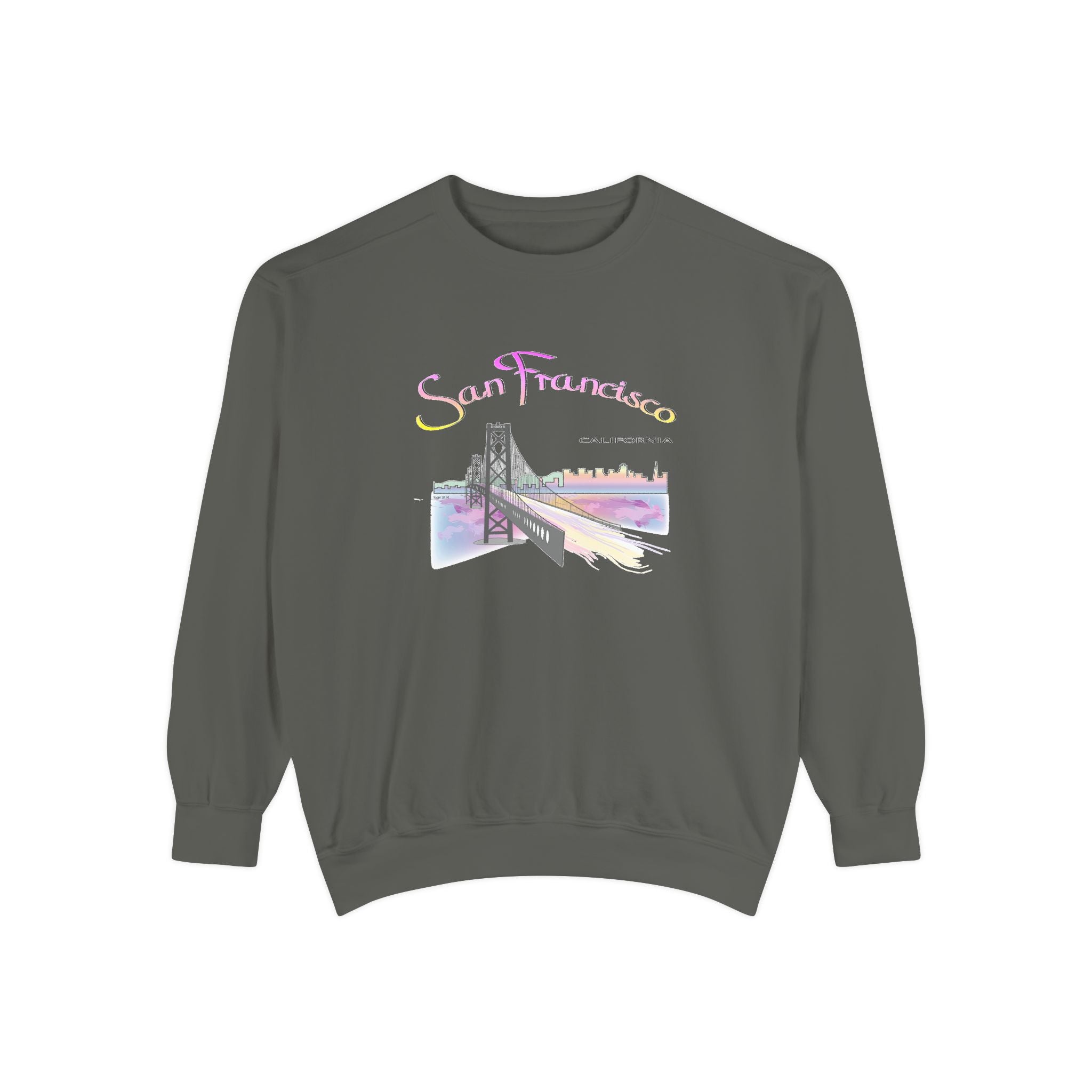 San Francisco Rainbow Bridge Graphic Sweatshirt - Unisex Garment-Dyed Sweatshirt