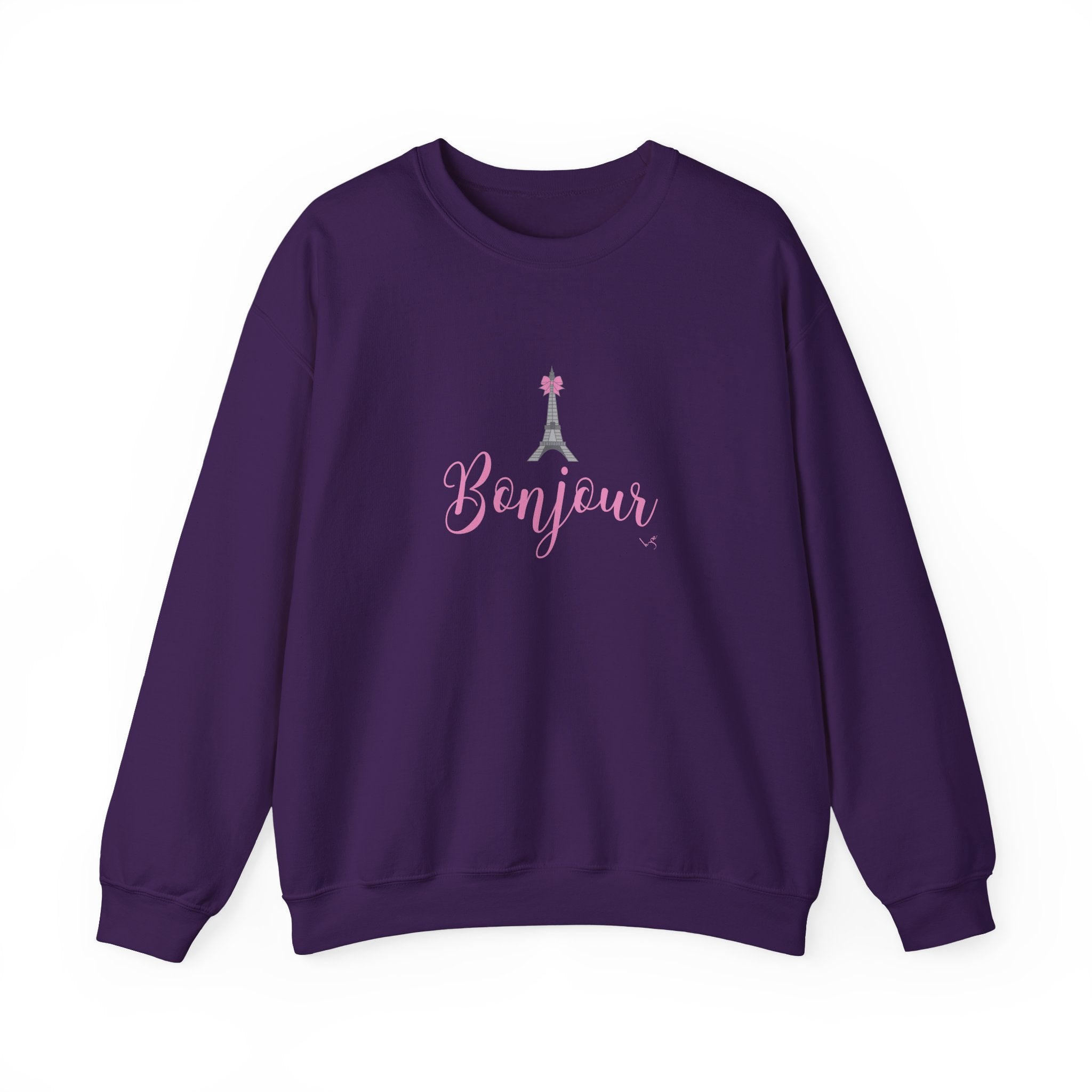 Bonjour Paris Eiffel Tower Graphic Sweatshirt - Unisex Heavy Blend™ Crewneck Sweatshirt