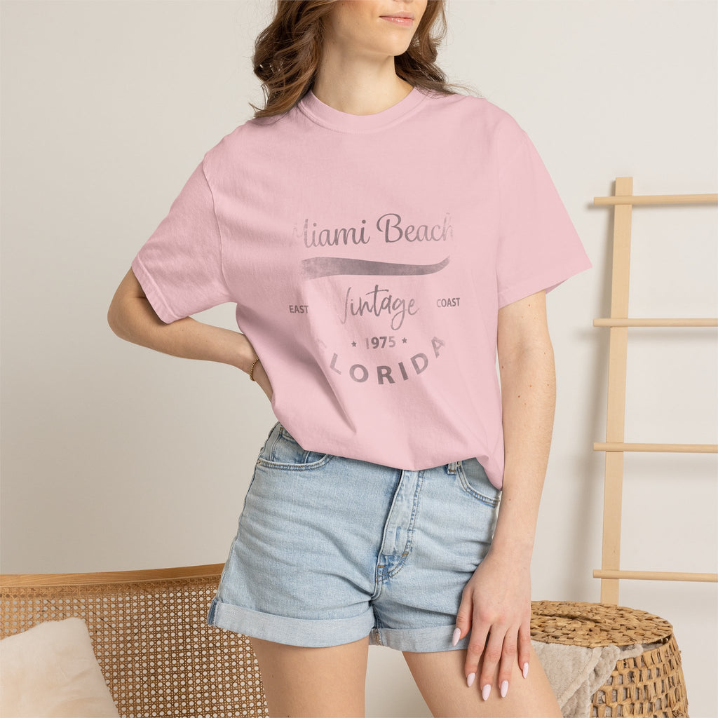 Miami Beach Florida Vintage Graphic Unisex Garment-Dyed T-shirt