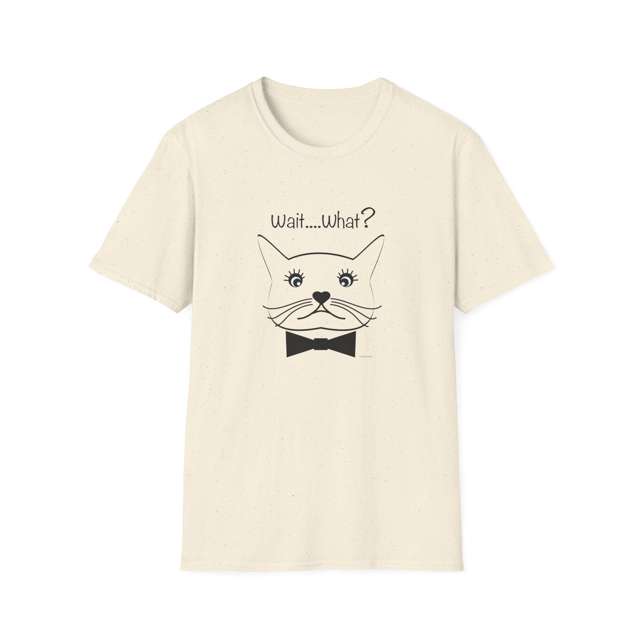 Wait, What? Funny Cat Graphic T-Shirt with Bow Tie