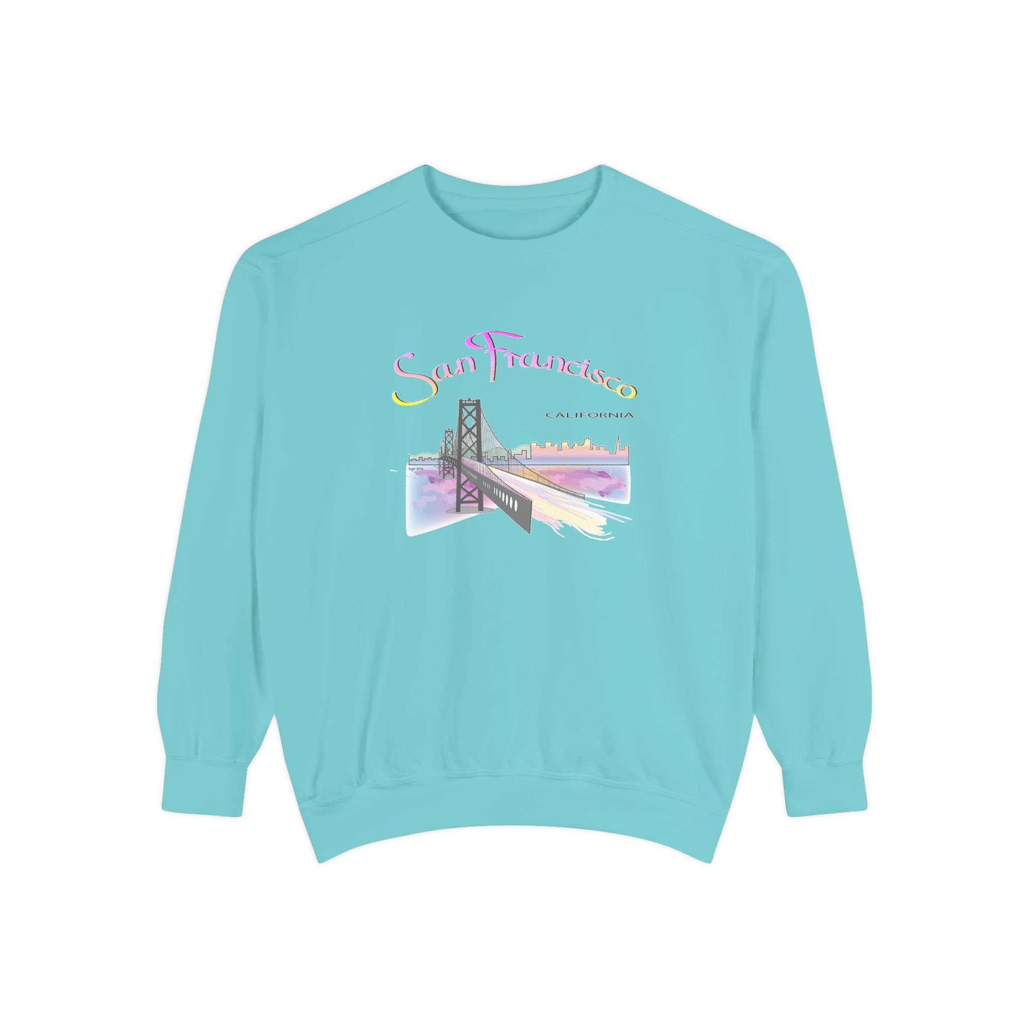 San Francisco Rainbow Bridge Graphic Sweatshirt - Unisex Garment-Dyed Sweatshirt