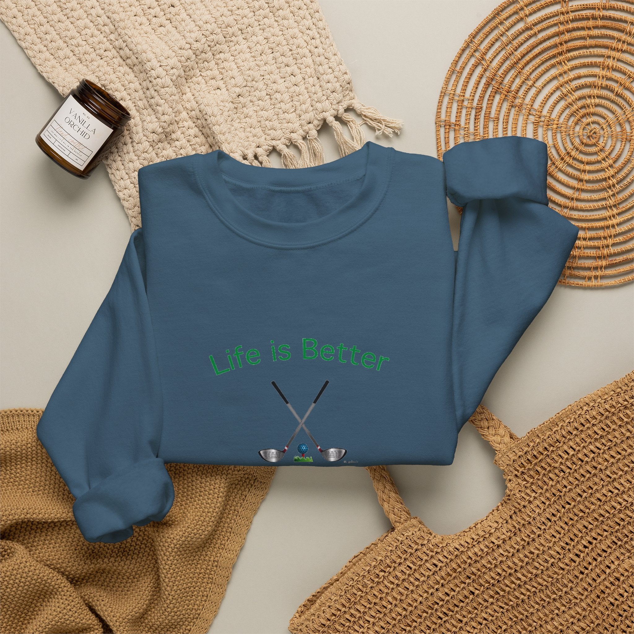 Life Is Better with Golf Graphic Unisex Heavy Blend™ Crewneck Sweatshirt