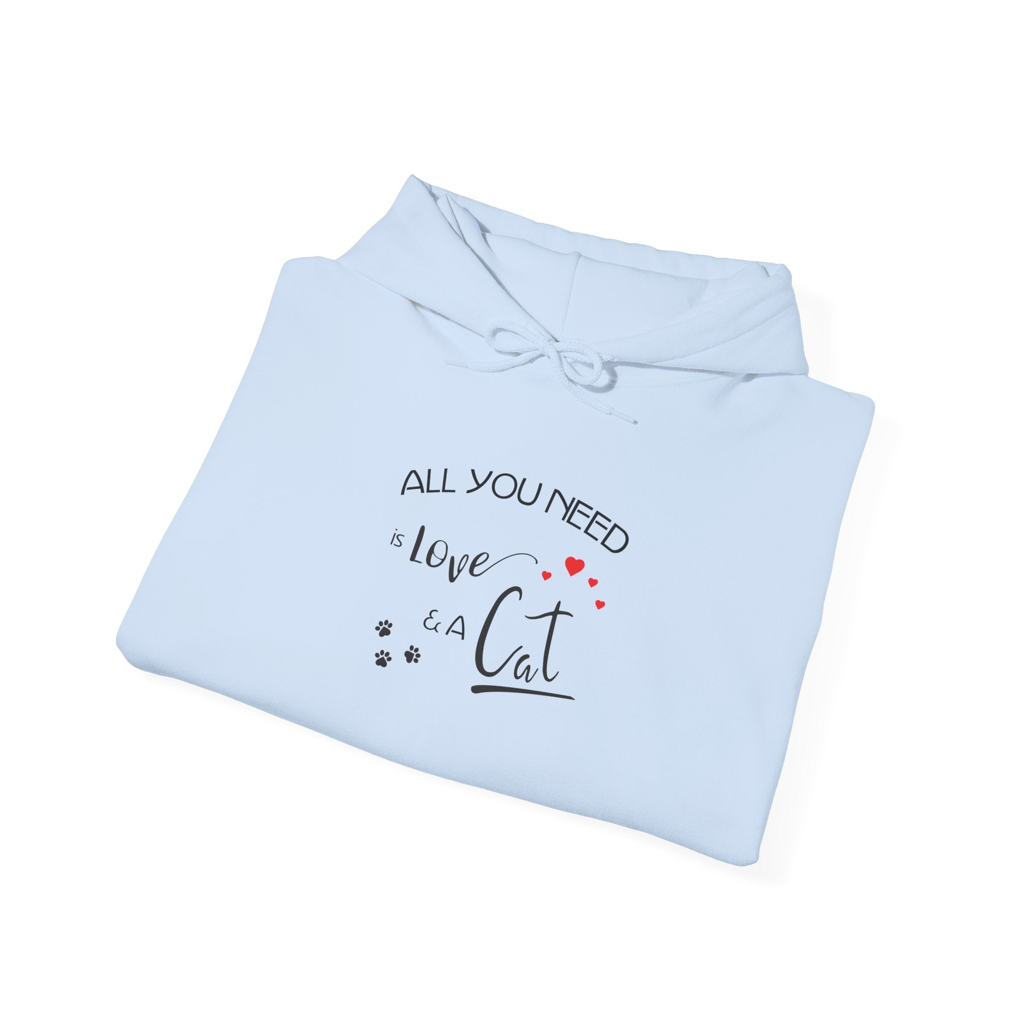 All You Need Is Love and a Cat Graphic Hoodie - Unisex Heavy Blend™ Hooded Sweatshirt