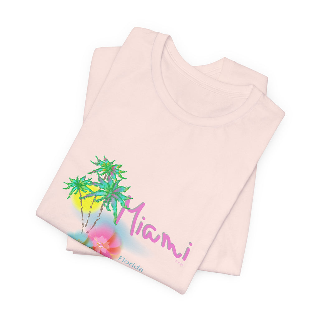MIAMI, Florida Palm Sunset Graphic Unisex Jersey Short Sleeve Tee