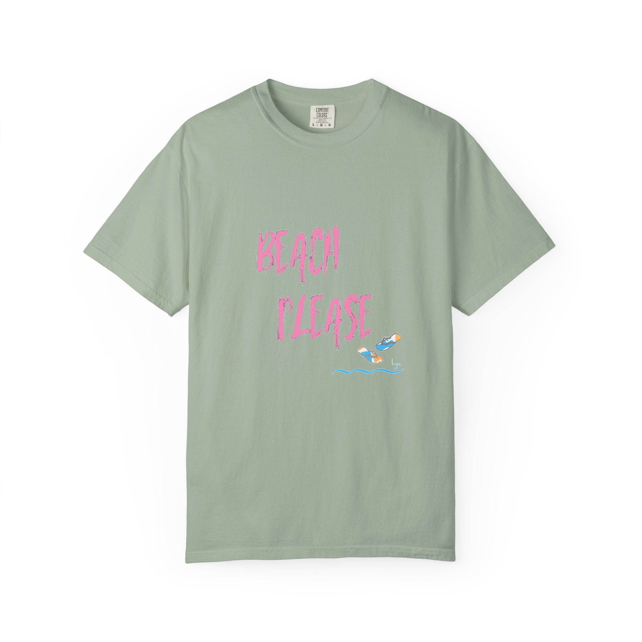 BEACH PLEASE Graphic Unisex Garment-Dyed T-shirt