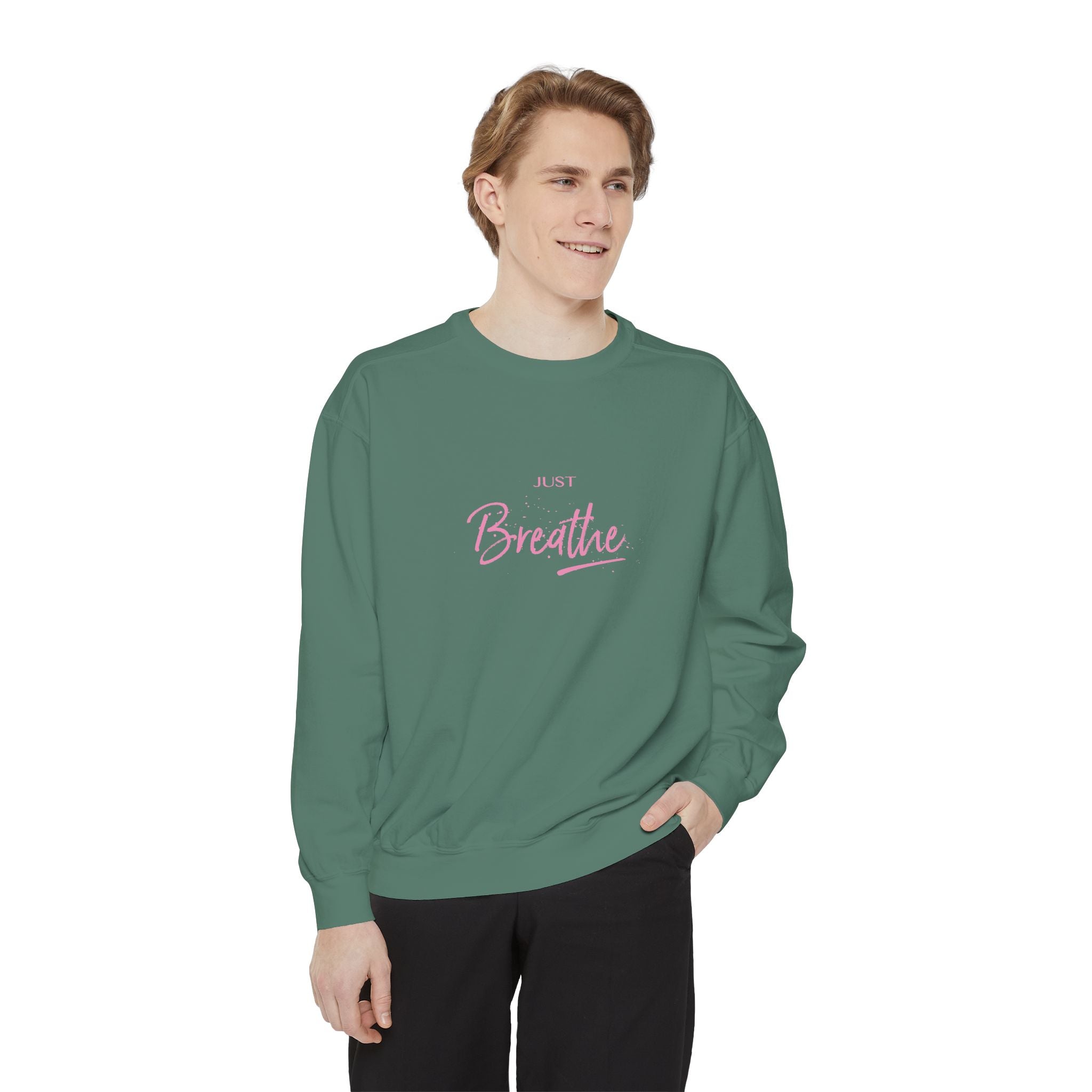 Just Breathe Zen Yoga Graphic Sweatshirt - Unisex Garment-Dyed Sweatshirt
