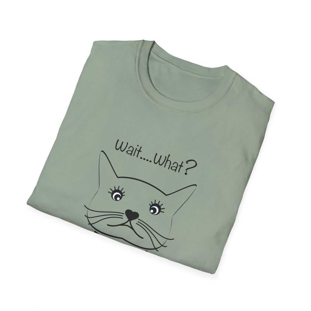 Wait, What? Funny Cat Graphic T-Shirt with Bow Tie