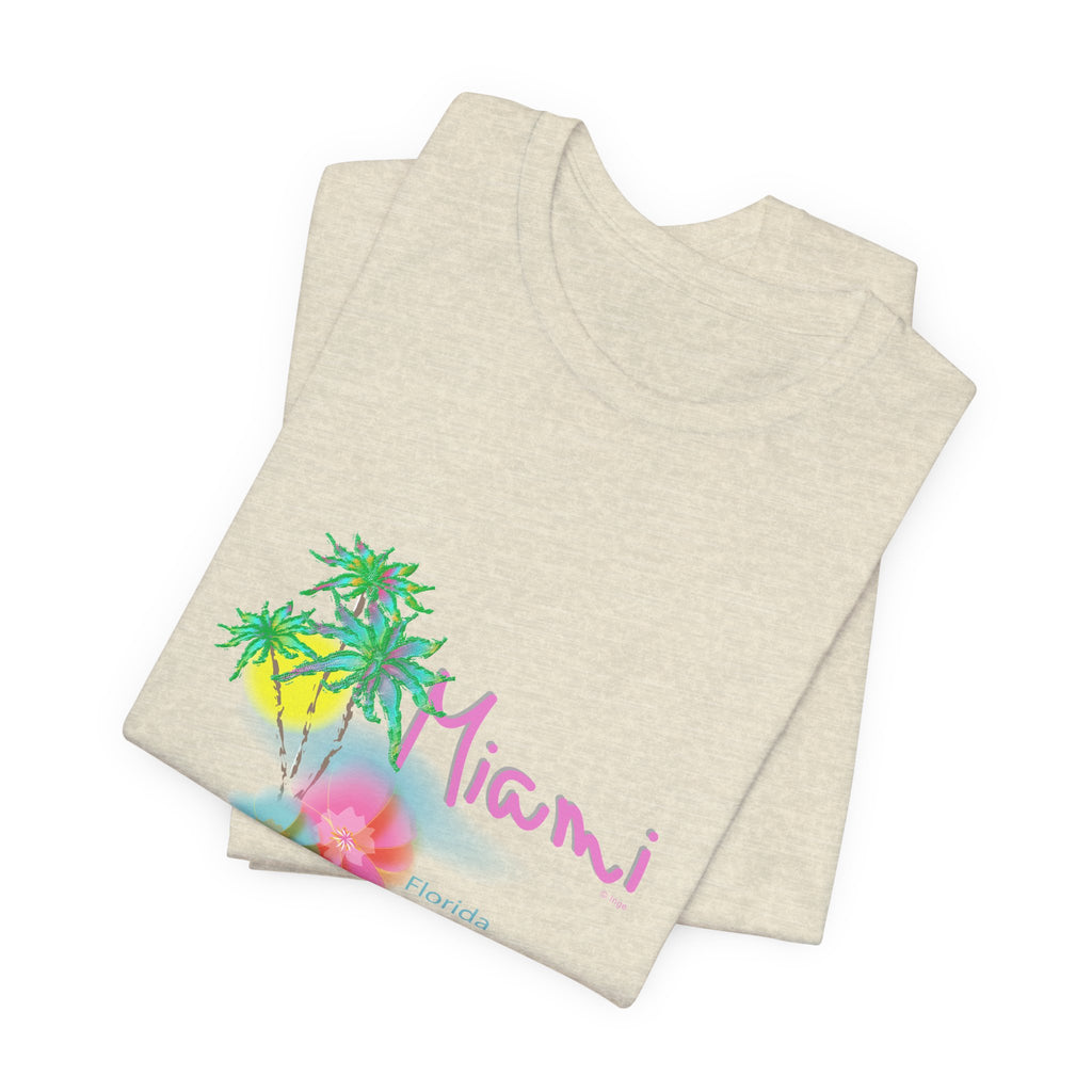 MIAMI, Florida Palm Sunset Graphic Unisex Jersey Short Sleeve Tee