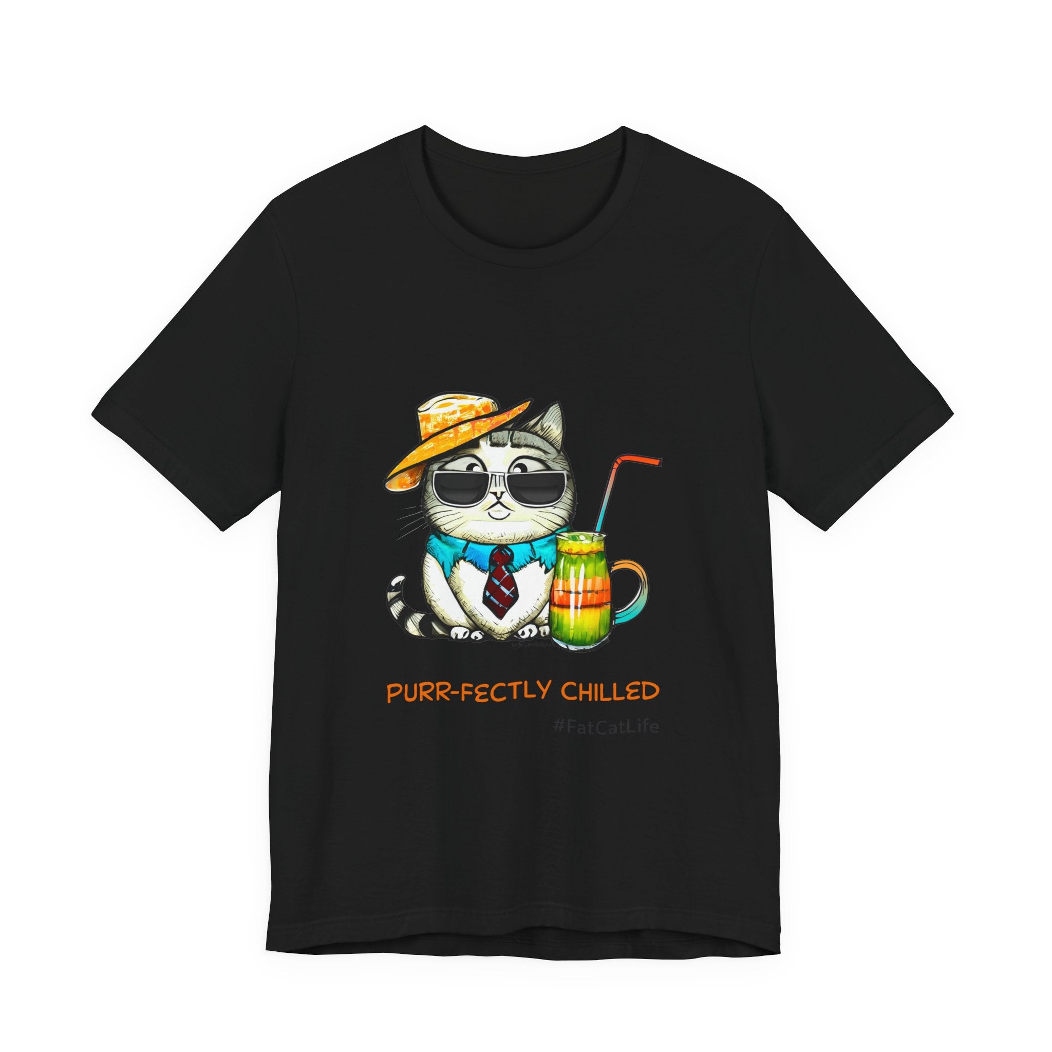Purr-fectly Chilled Cat Graphic T-Shirt