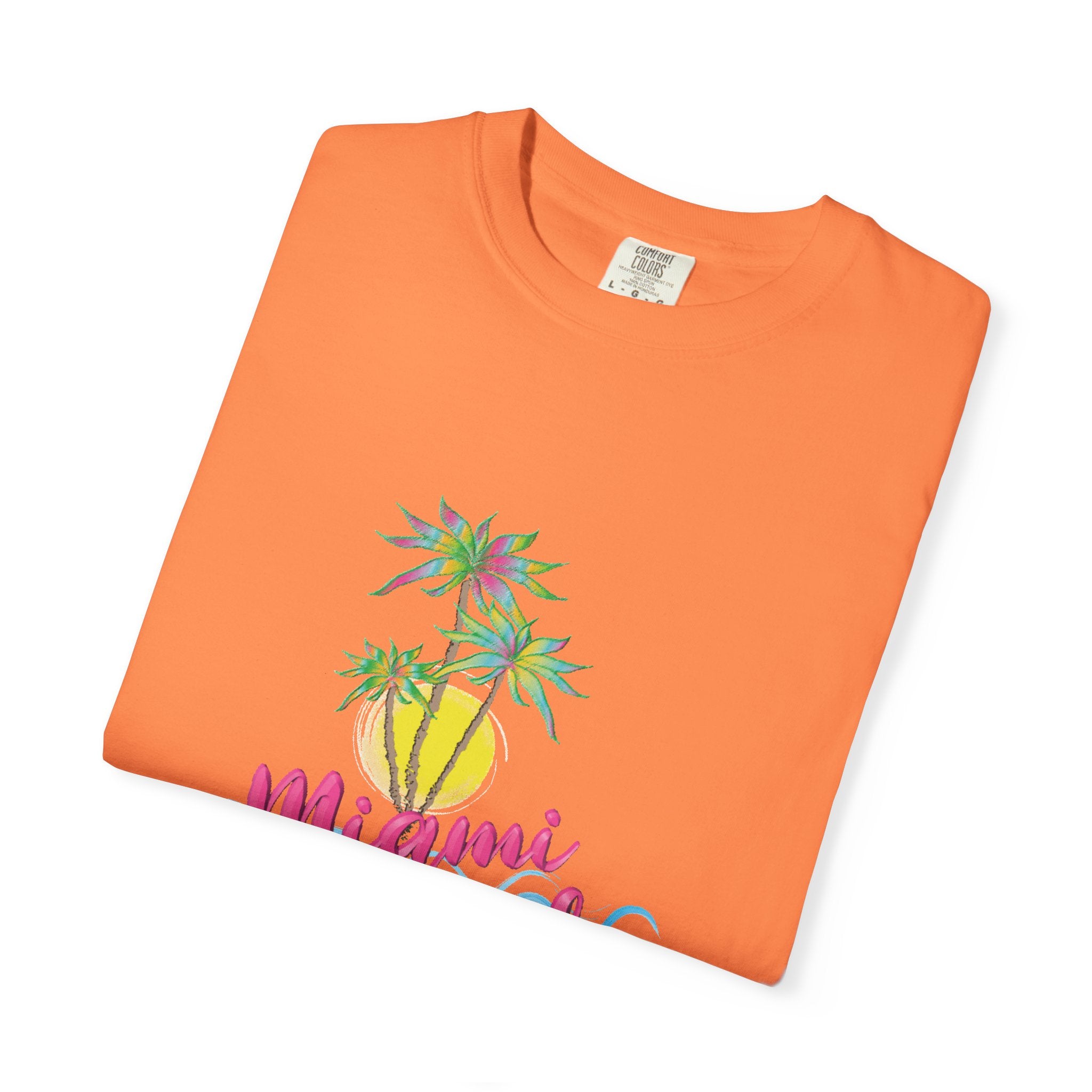 MIAMI BEACH Palm Sunset Graphic Unisex Garment-Dyed T-shirt