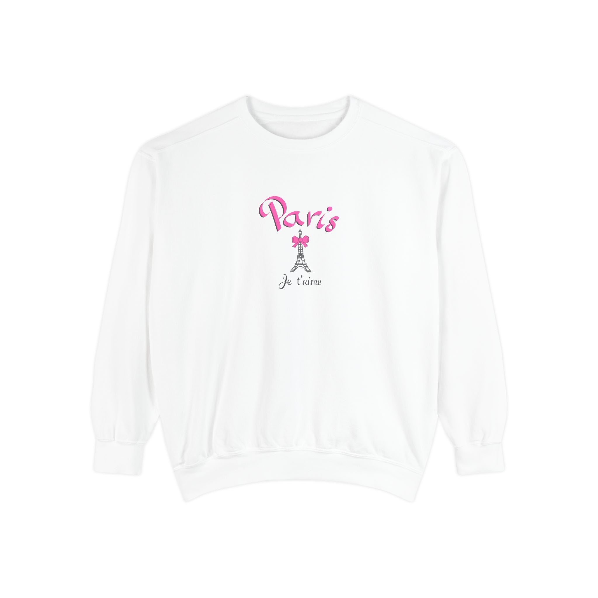 Paris Je T’aime Eiffel Tower Graphic Sweatshirt - Unisex Garment-Dyed Sweatshirt