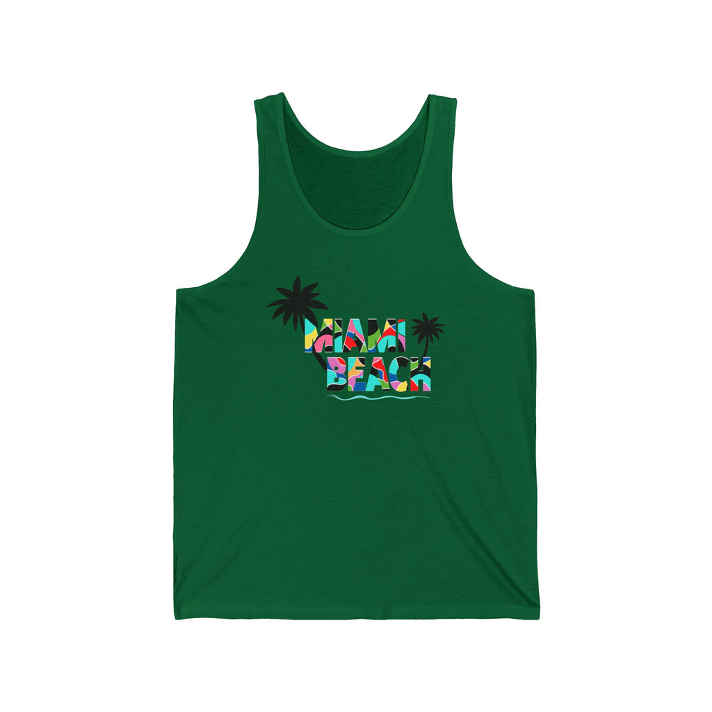 MIAMI BEACH Color Block Graphic Unisex Jersey Tank