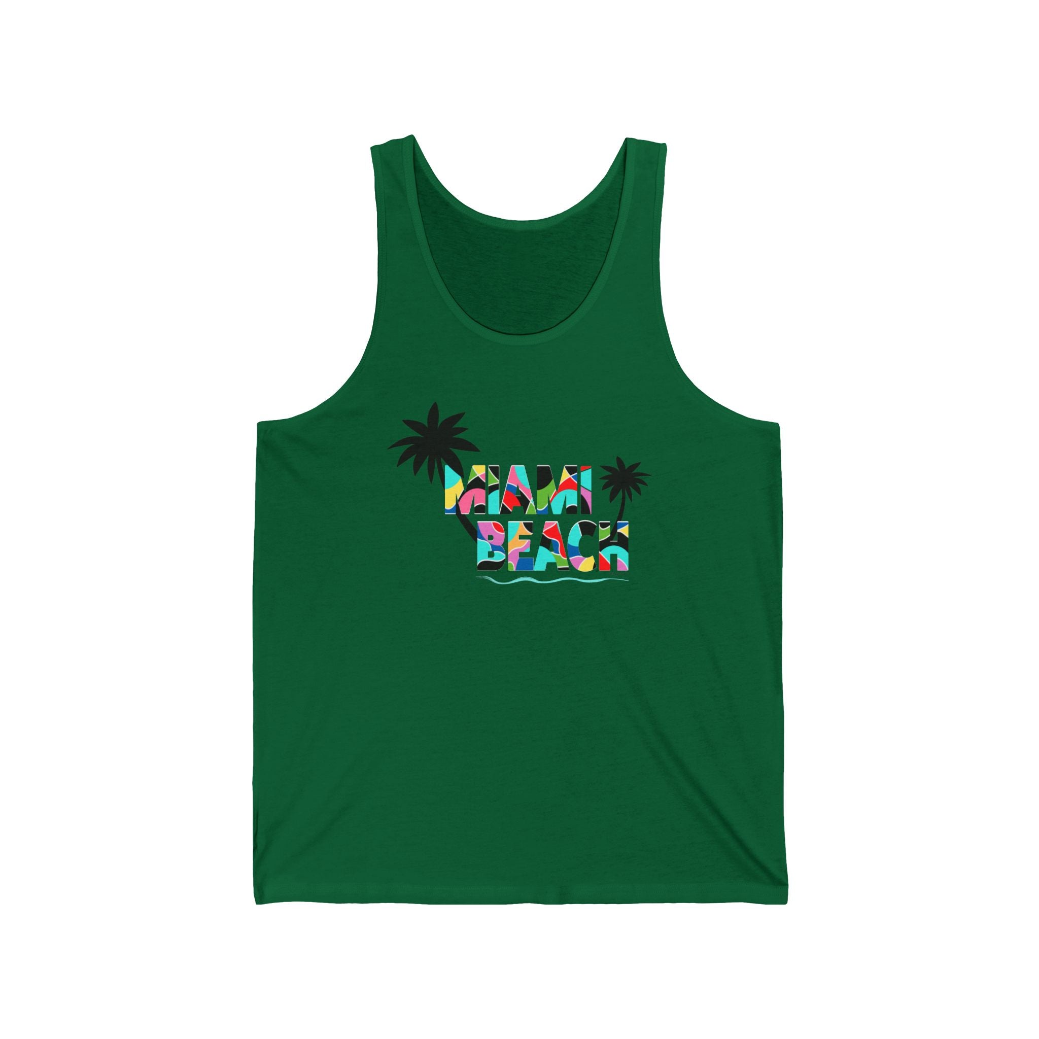 MIAMI BEACH Color Block Graphic Unisex Jersey Tank