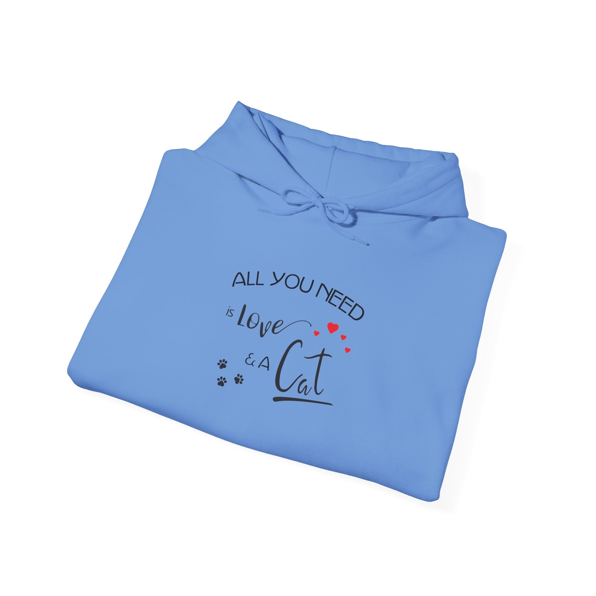 All You Need Is Love and a Cat Graphic Hoodie - Unisex Heavy Blend™ Hooded Sweatshirt