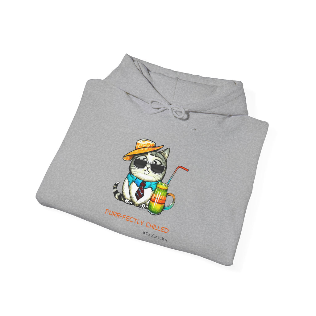 Purr-fectly Chilled Cat Graphic Hoodie Unisex Heavy Blend™ Hooded Sweatshirt