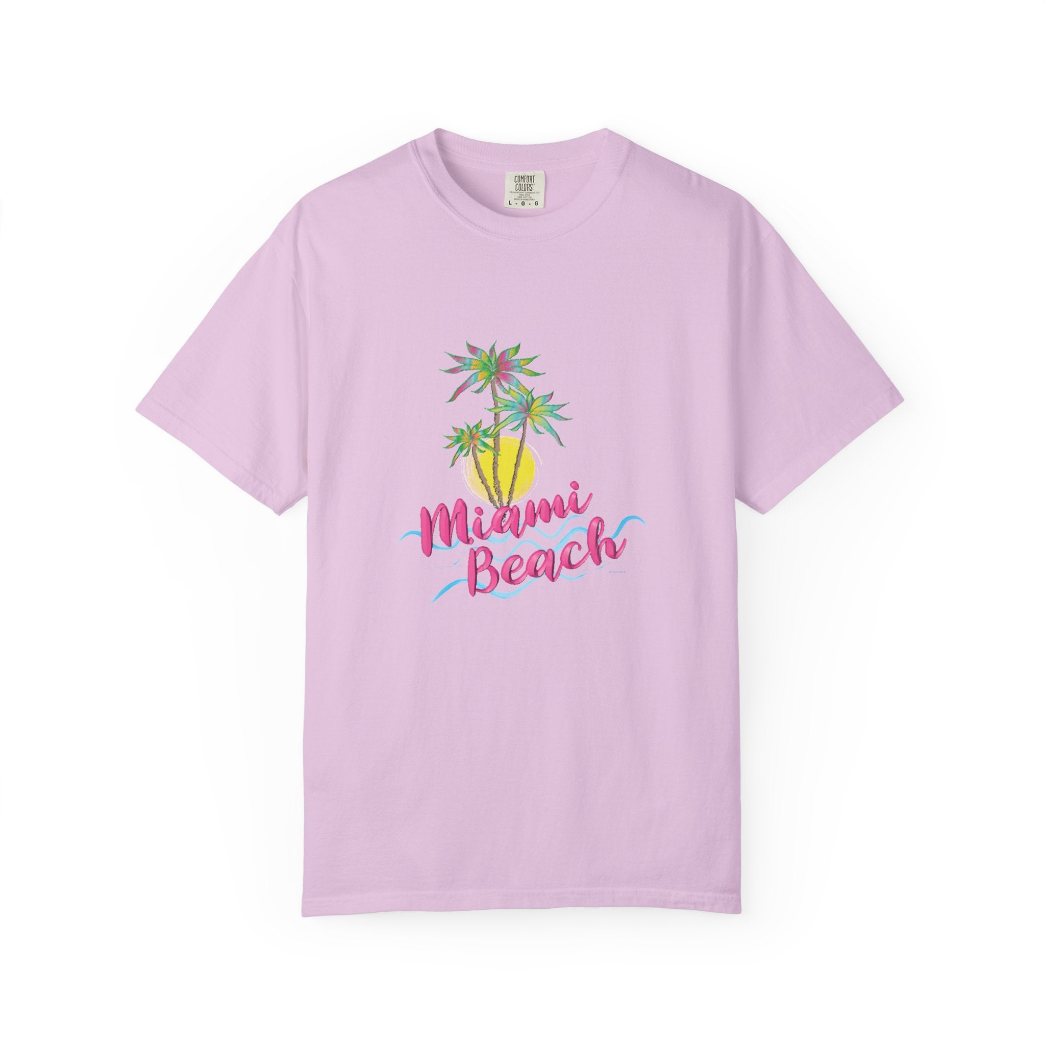 MIAMI BEACH Palm Sunset Graphic Unisex Garment-Dyed T-shirt