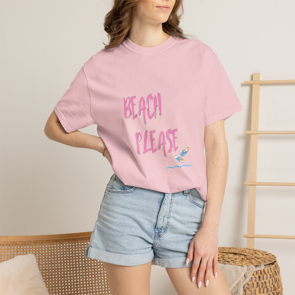 BEACH PLEASE Graphic Unisex Garment-Dyed T-shirt
