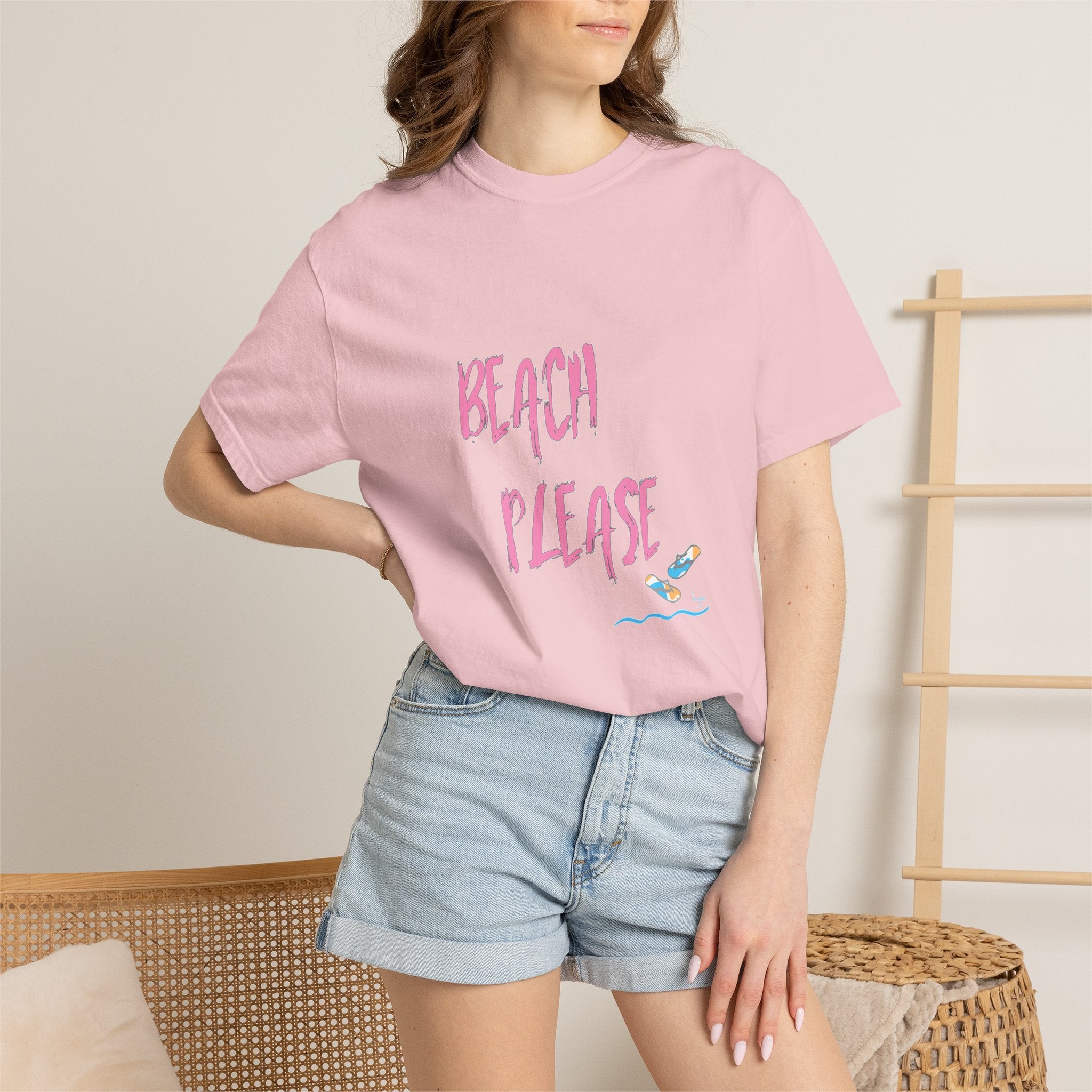 BEACH PLEASE Graphic Unisex Garment-Dyed T-shirt