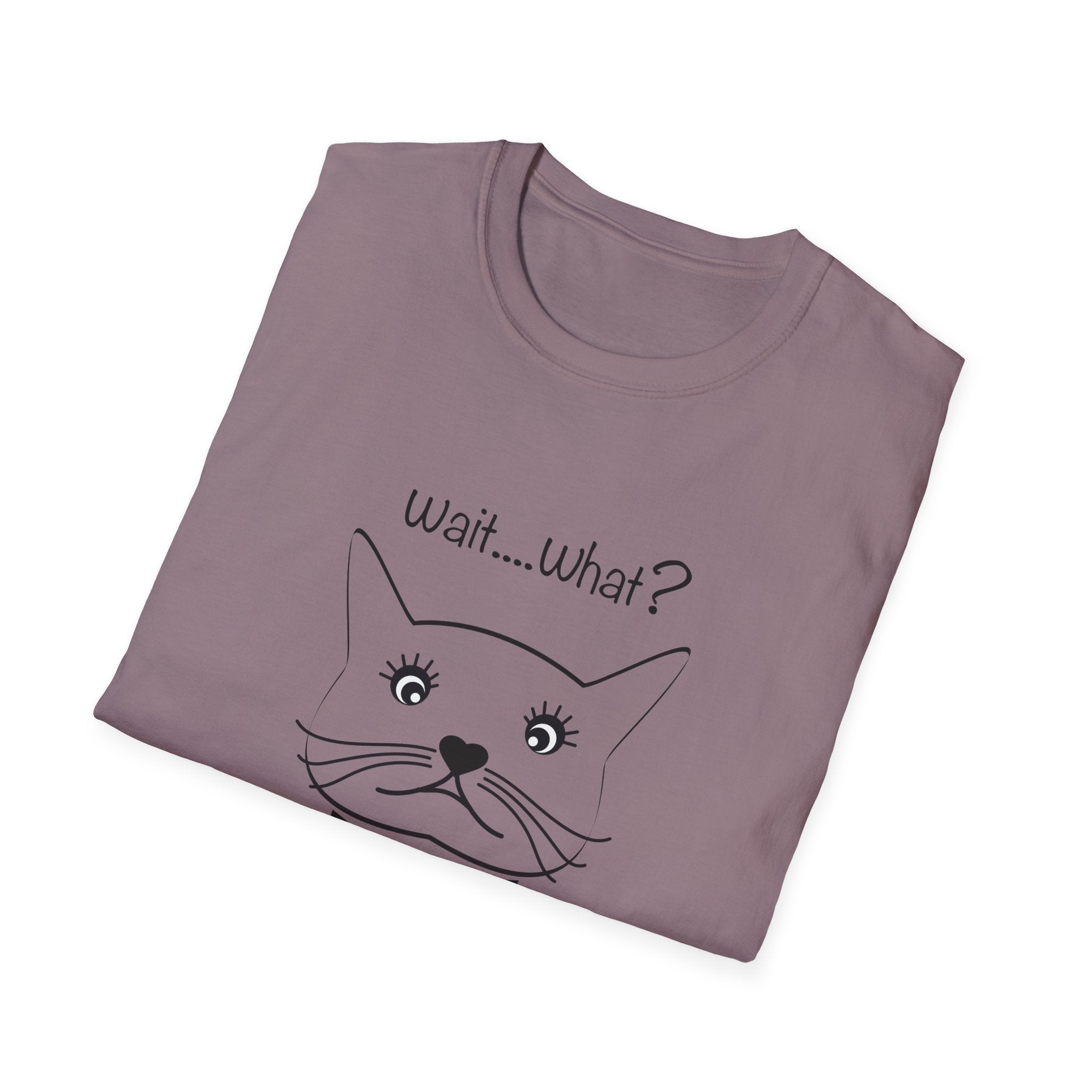 Wait, What? Funny Cat Graphic T-Shirt with Bow Tie