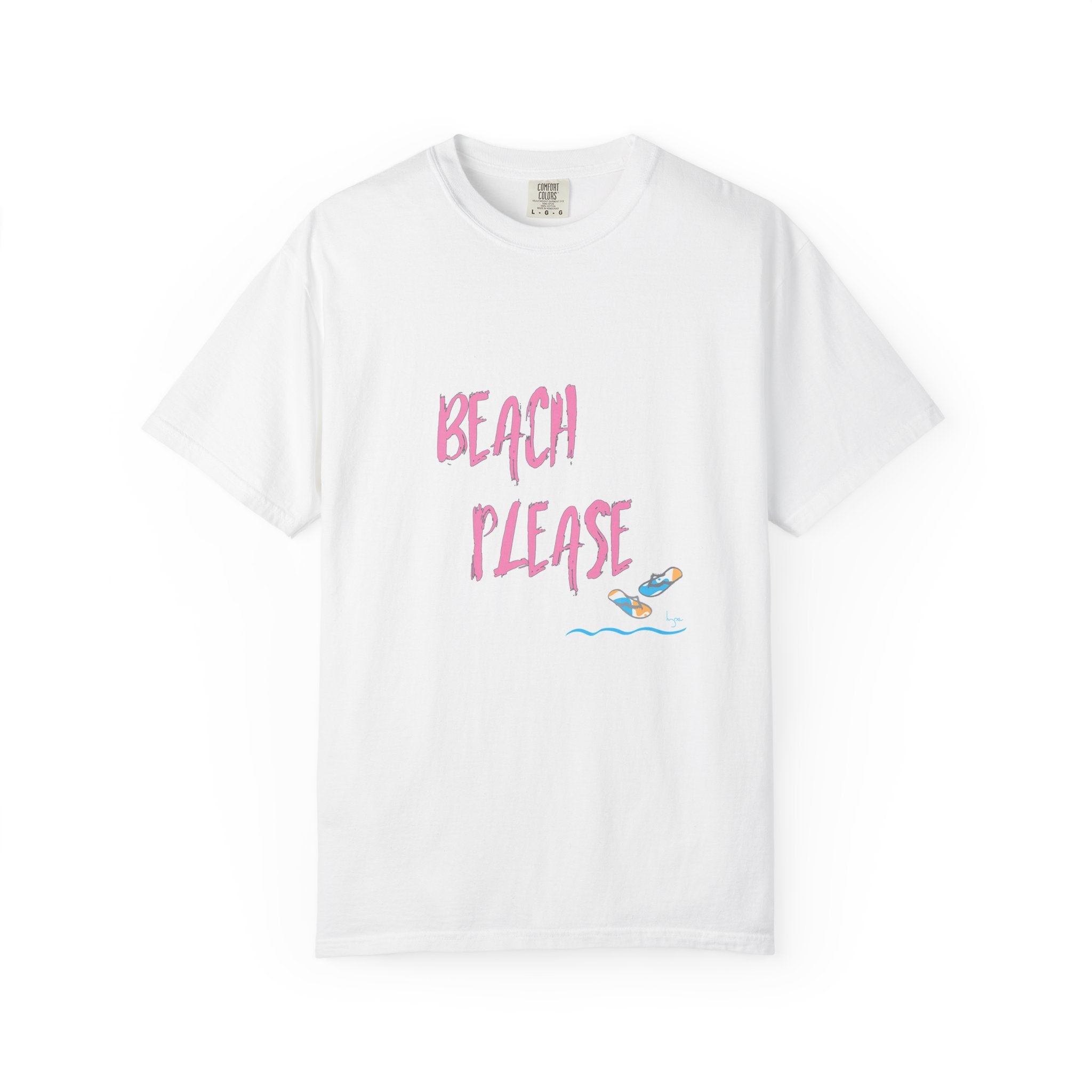 BEACH PLEASE Graphic Unisex Garment-Dyed T-shirt