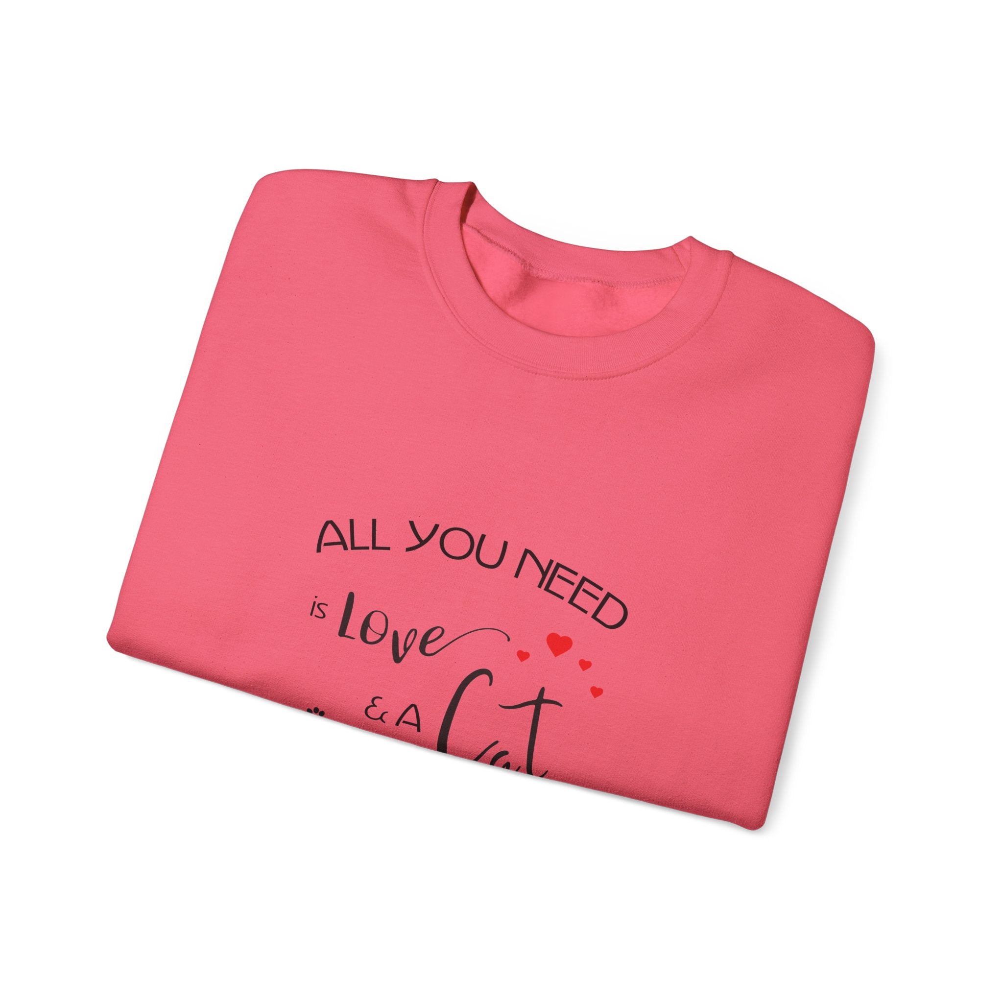 All You Need Is Love and a Cat Graphic Sweatshirt - Unisex Heavy Blend™ Crewneck Sweatshirt