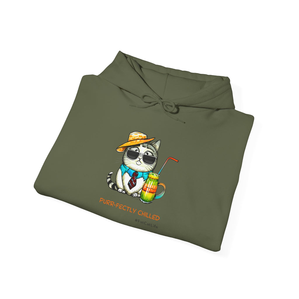 Purr-fectly Chilled Cat Graphic Hoodie Unisex Heavy Blend™ Hooded Sweatshirt