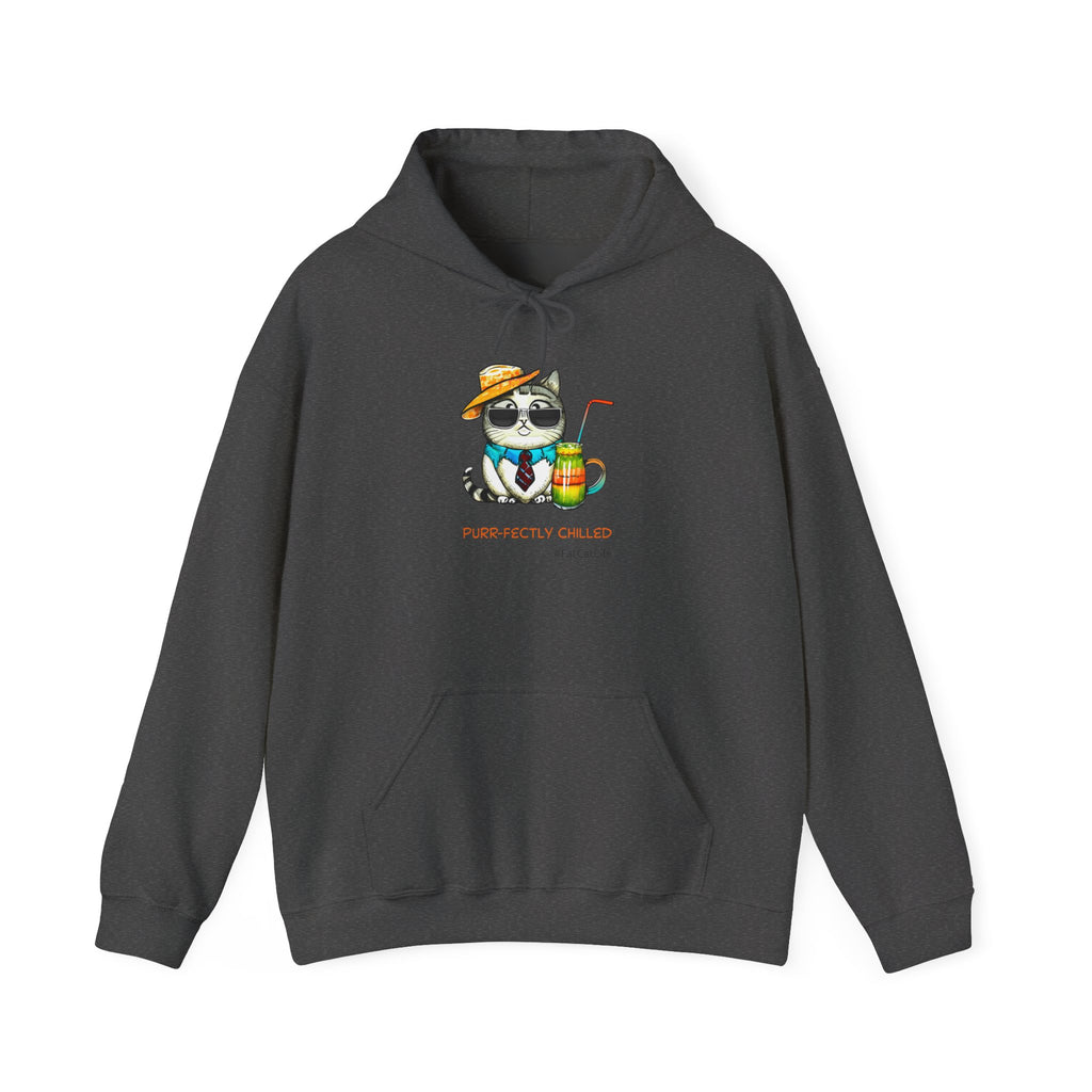 Purr-fectly Chilled Cat Graphic Hoodie Unisex Heavy Blend™ Hooded Sweatshirt