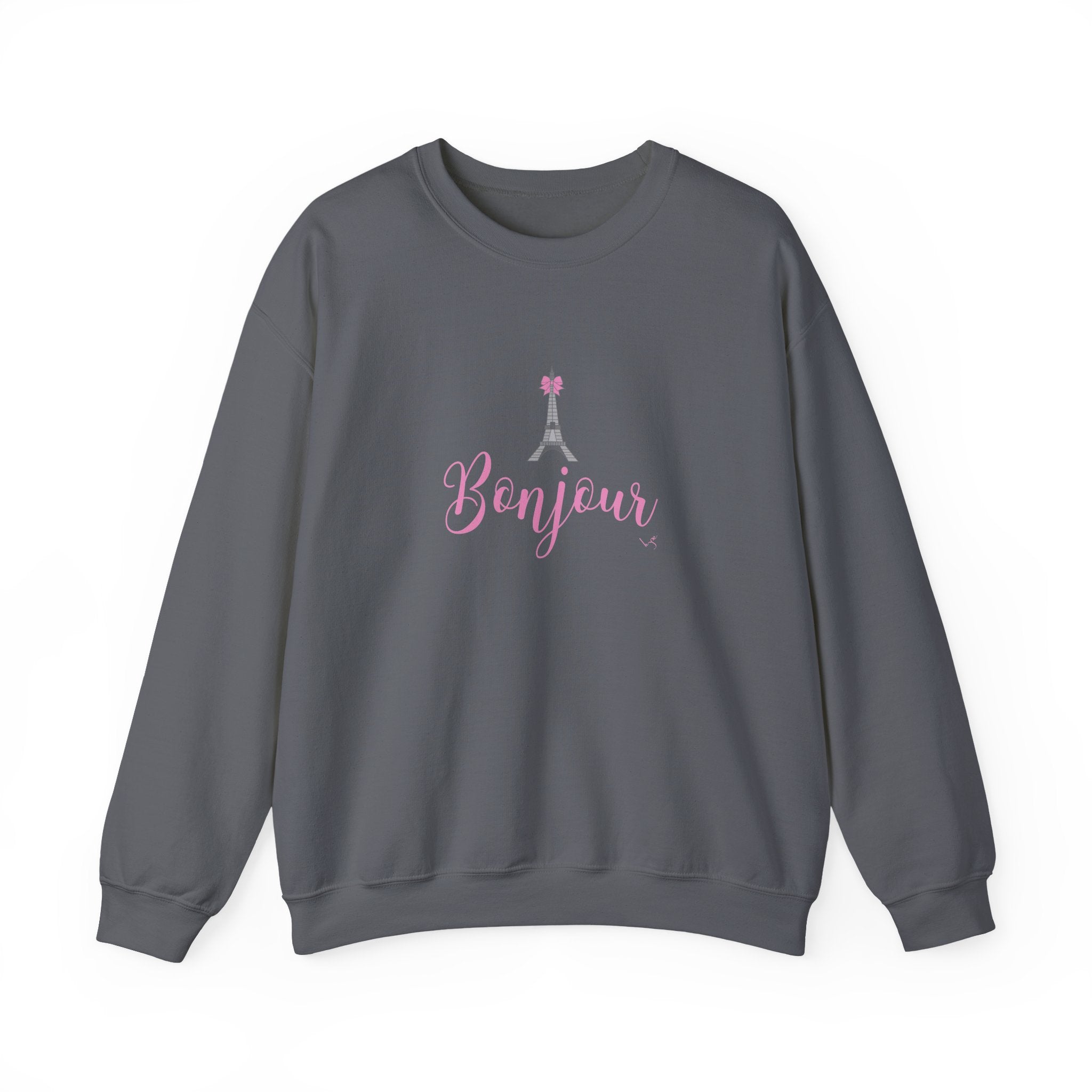 Bonjour Paris Eiffel Tower Graphic Sweatshirt - Unisex Heavy Blend™ Crewneck Sweatshirt