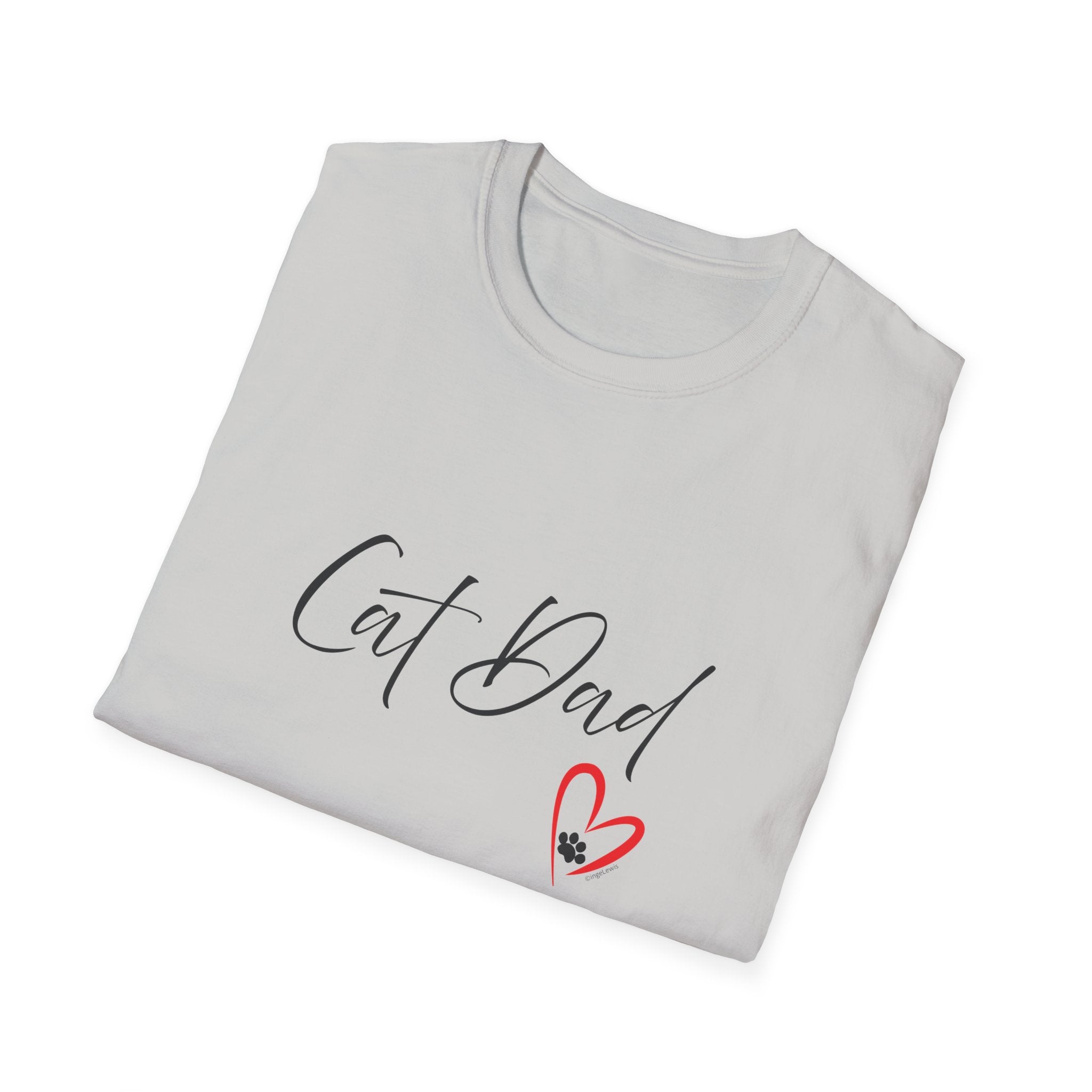 Cat Dad Heart Paw Graphic T-Shirt