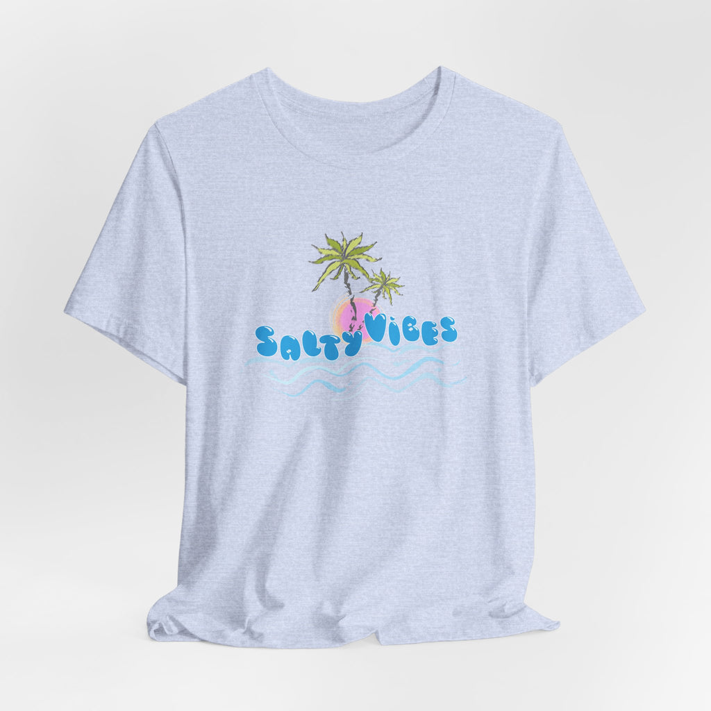 Salty Vibes Palm Trees Beach Graphic Unisex Short Sleeve Tee