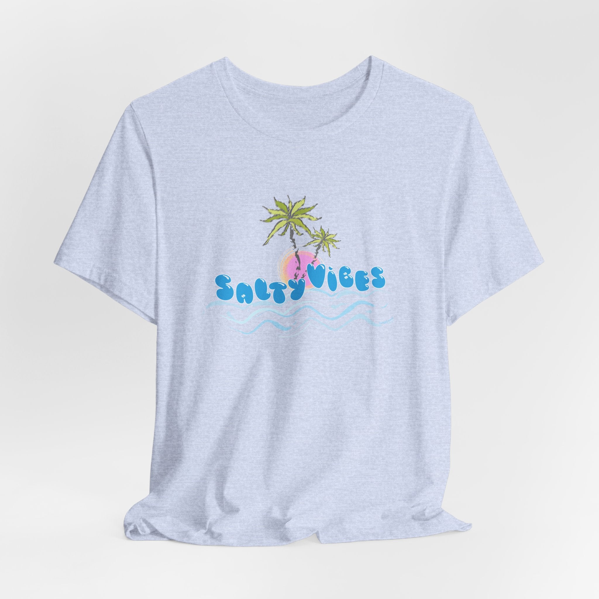 Salty Vibes Palm Trees Beach Graphic Unisex Short Sleeve Tee