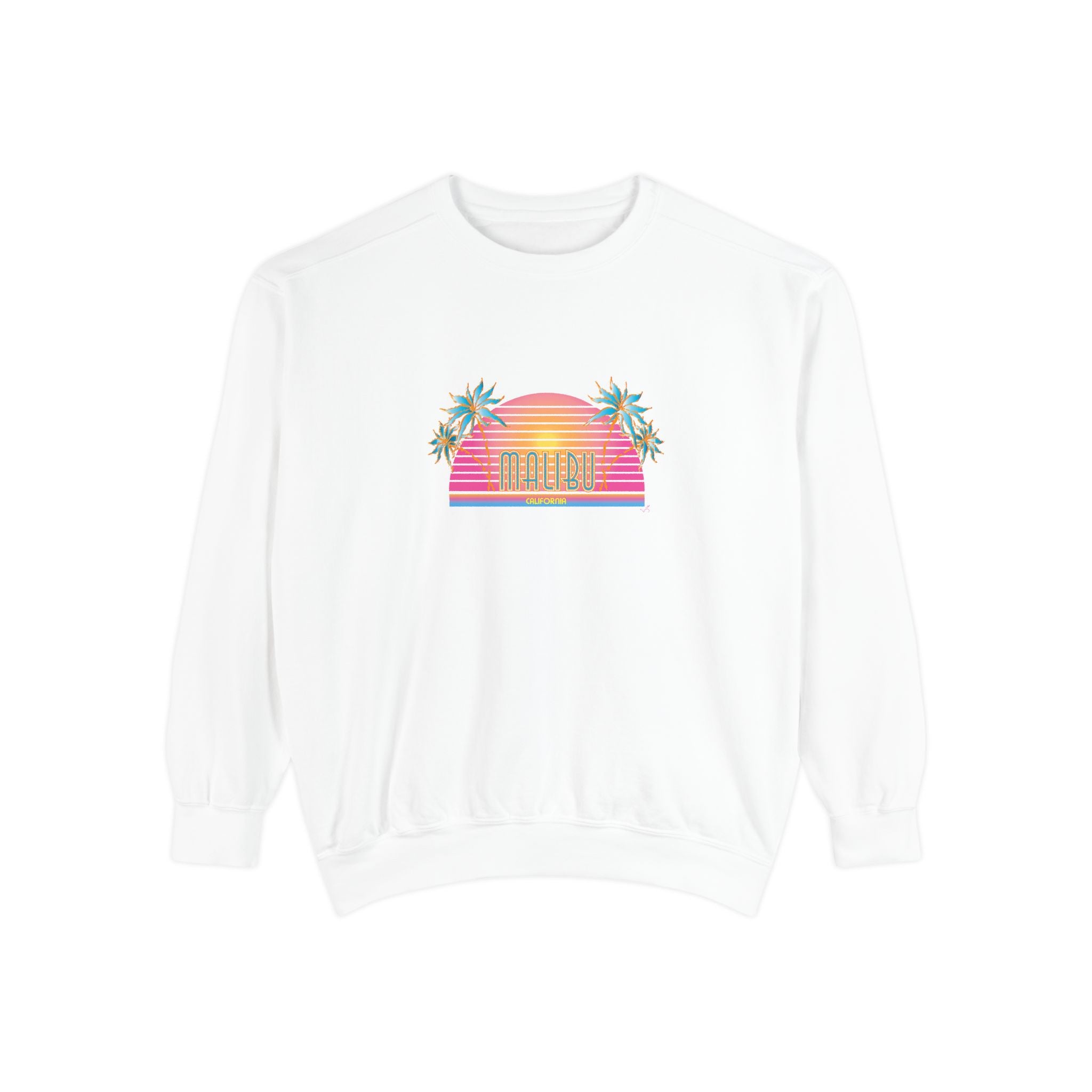 Malibu California Sunset Graphic Unisex Garment-Dyed Sweatshirt