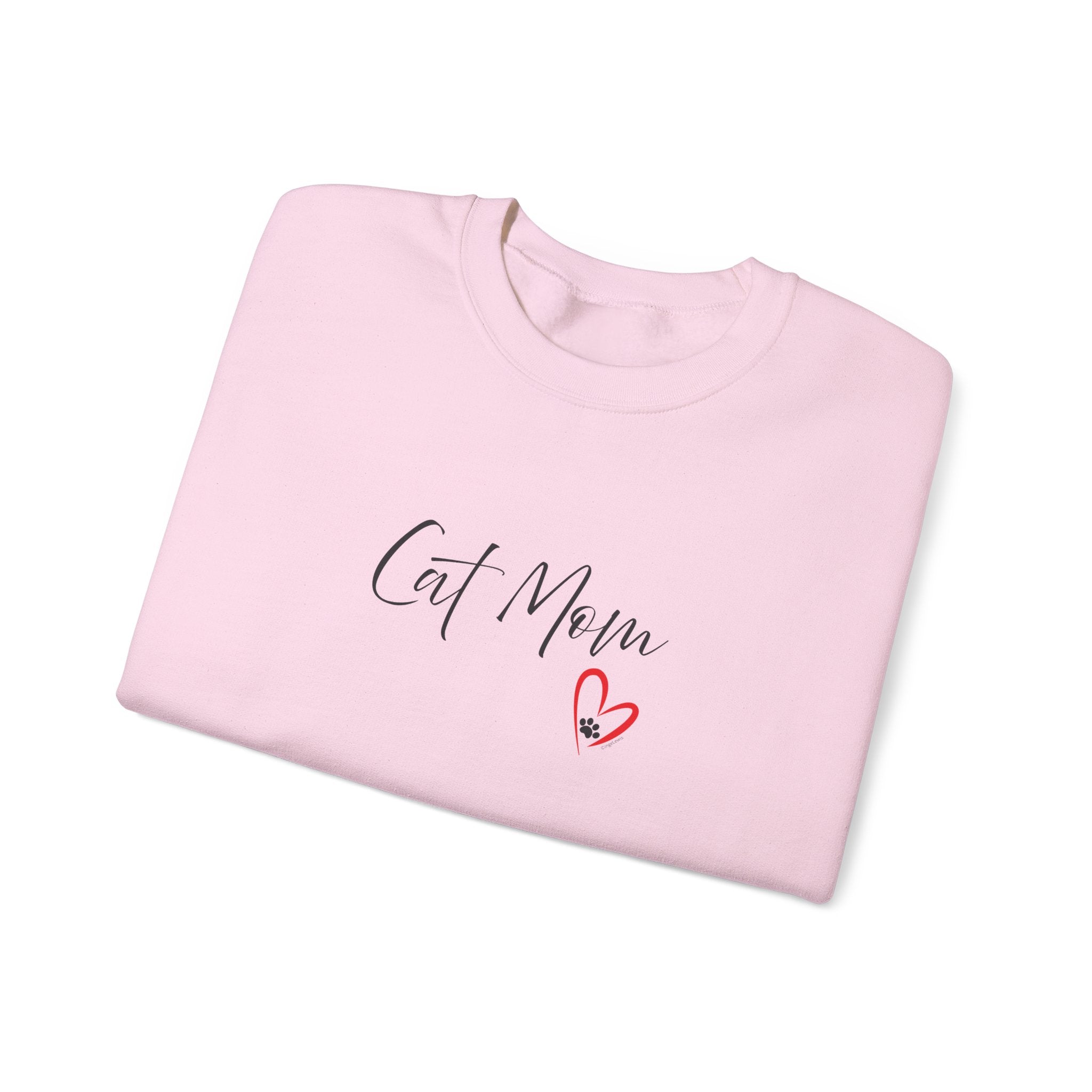 Cat Mom Heart Unisex Crewneck Sweatshirt